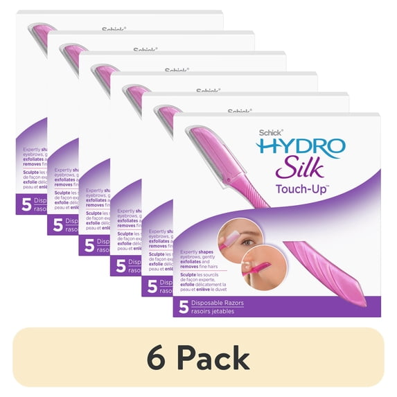(6 pack) Schick Hydro Silk Touch-Up Multipurpose Exfoliating Facial Razor and Eyebrow Shaper, 5 ct