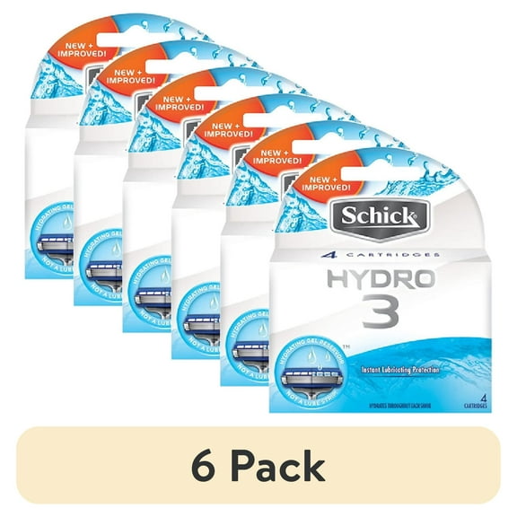 (6 pack) Schick Hydro3 Refill Blade Cartridges for Men, 4 ct