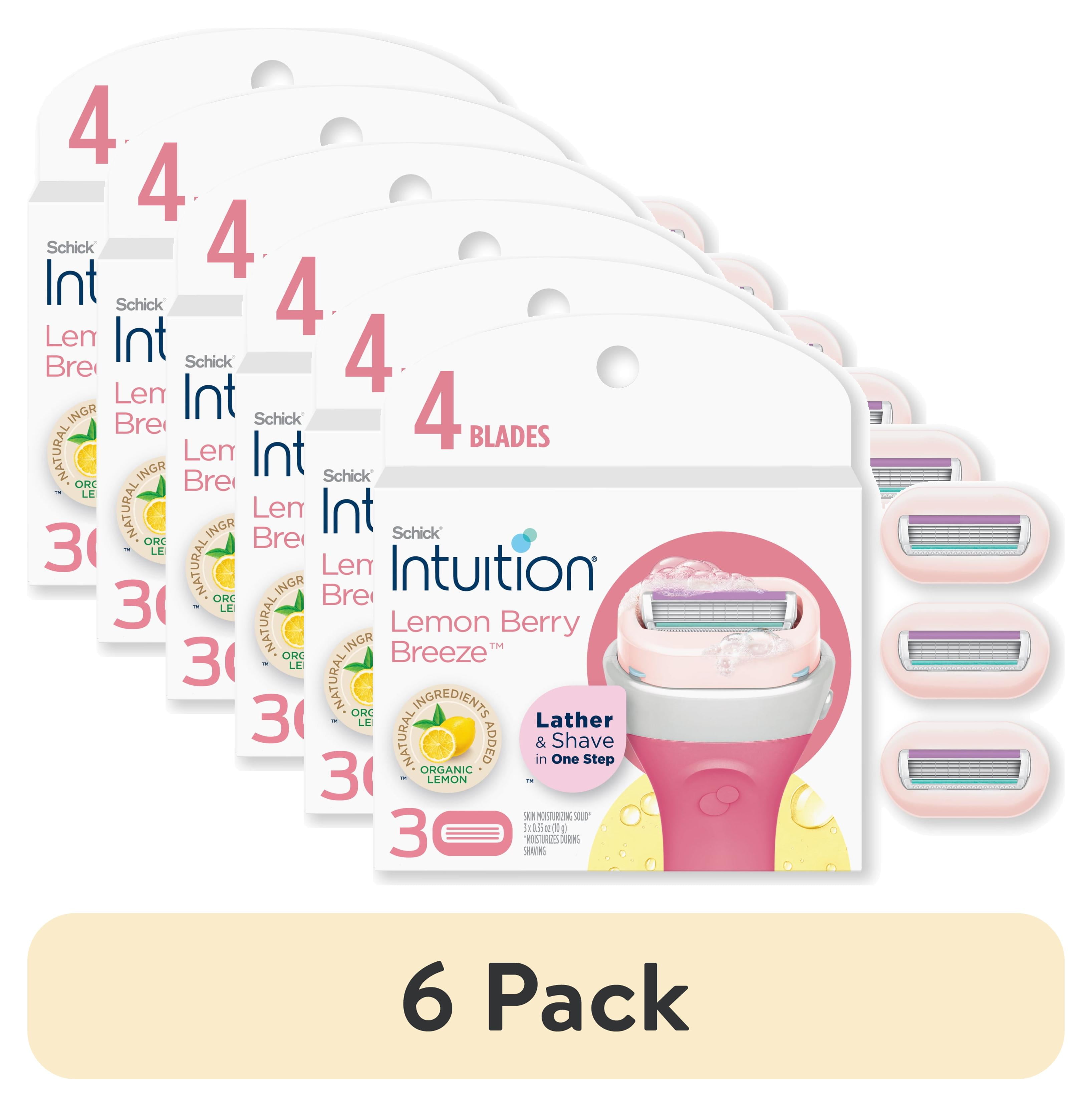 (6 pack) Schick Intuition 4-Blade Lemon Berry Breeze Womens Razor Cartridge Refills, 3 Ct