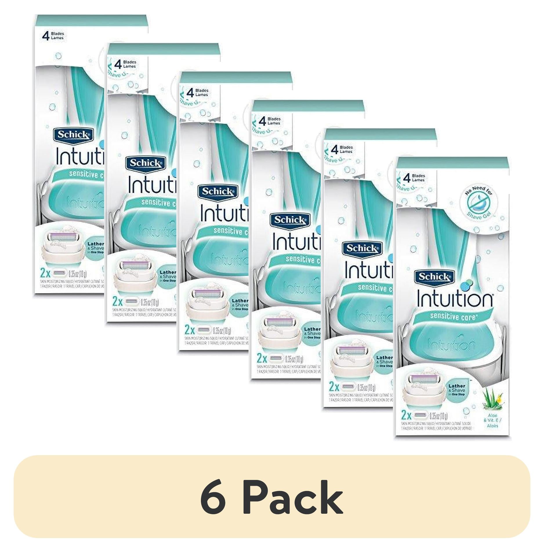 (6 pack) Schick Intuition Sensitive Care Razor for Women with 2 Moisturizing Razor Blade Refills with Natural Aloe
