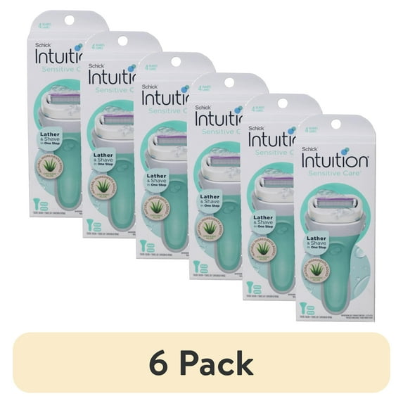 (6 pack) Schick Intuition Sensitive Care Women's Razor | Womens Razors for Shaving | Sensitive Care with Aloe & Vitamin E | Womens Razors for Shaving Bikini Area | Sensitive Skin
