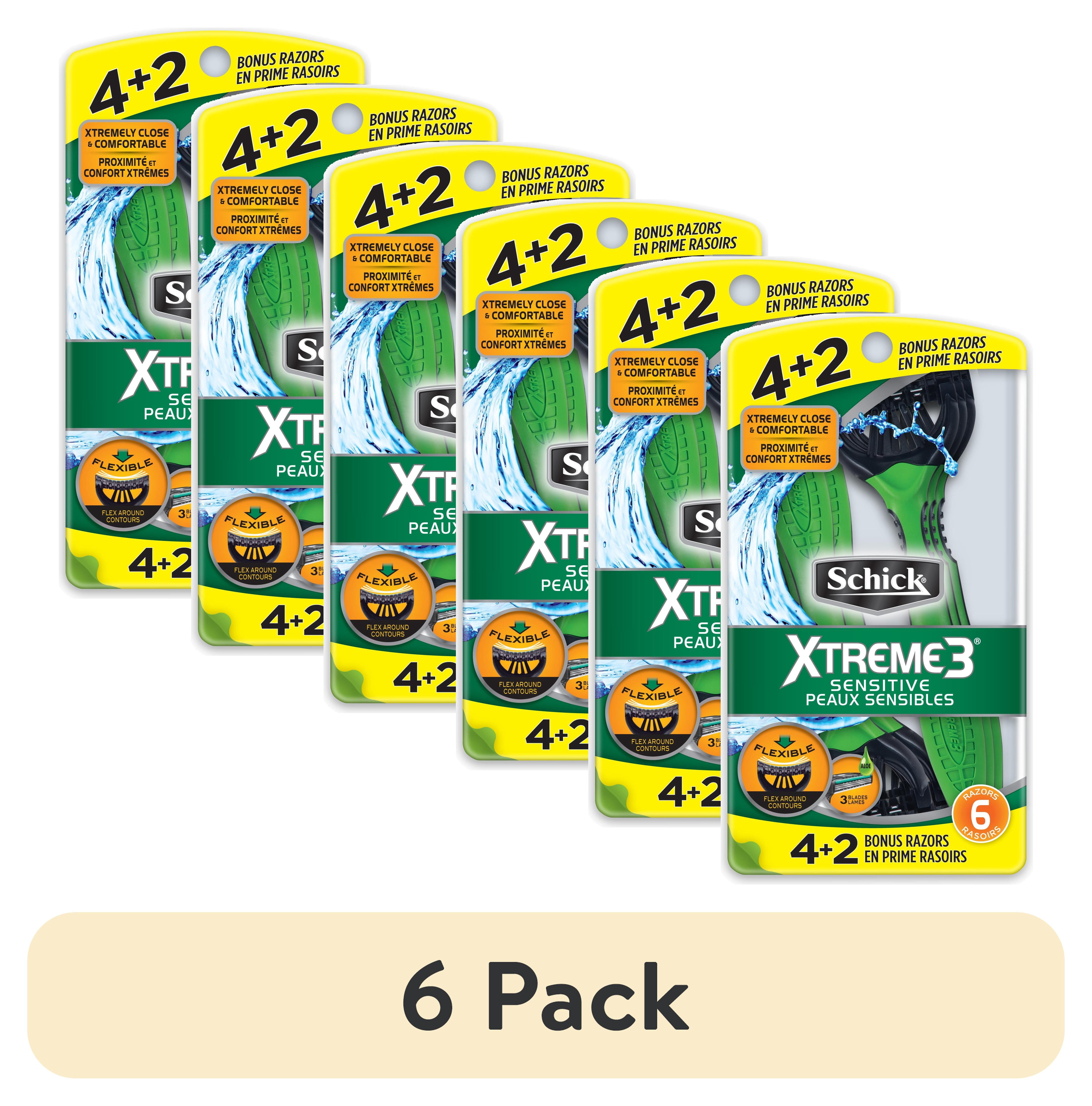 (6 pack) Schick Xtreme 3 Men's Disposable Razor Sensitive 4+2 Bonus ...