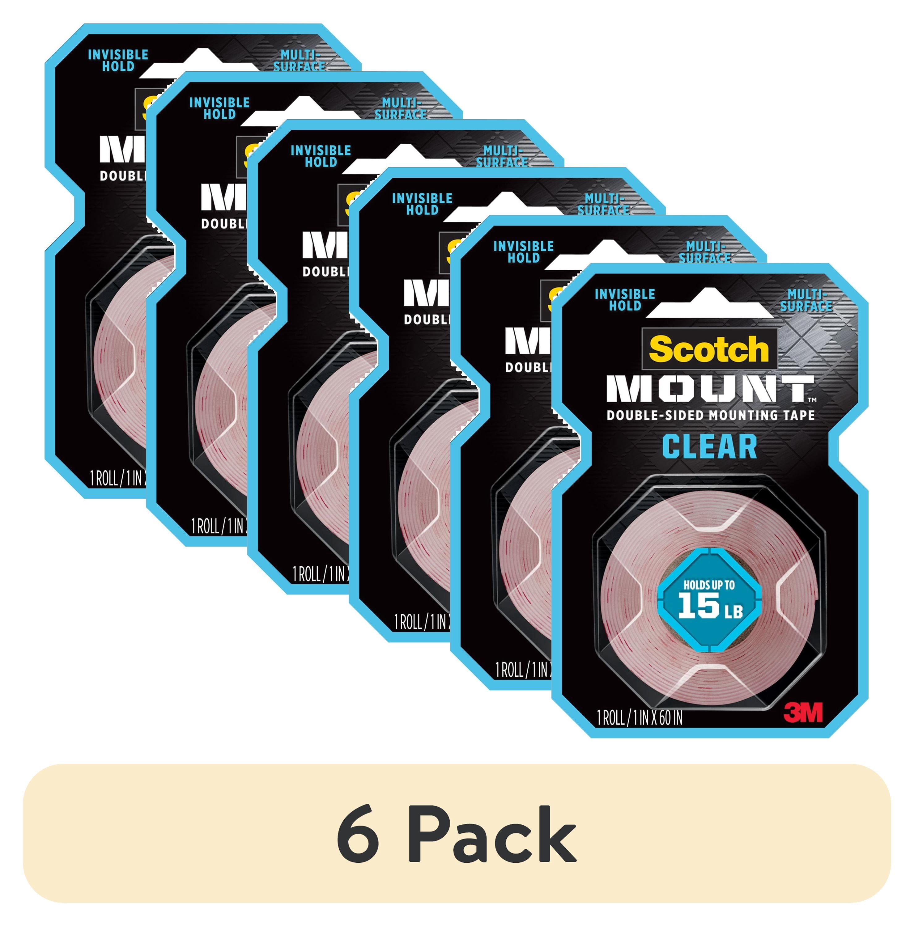 (6 pack) Scotch-Mount Clear Double-Sided Mounting Tape, 1 in x 60 in, 1 Roll