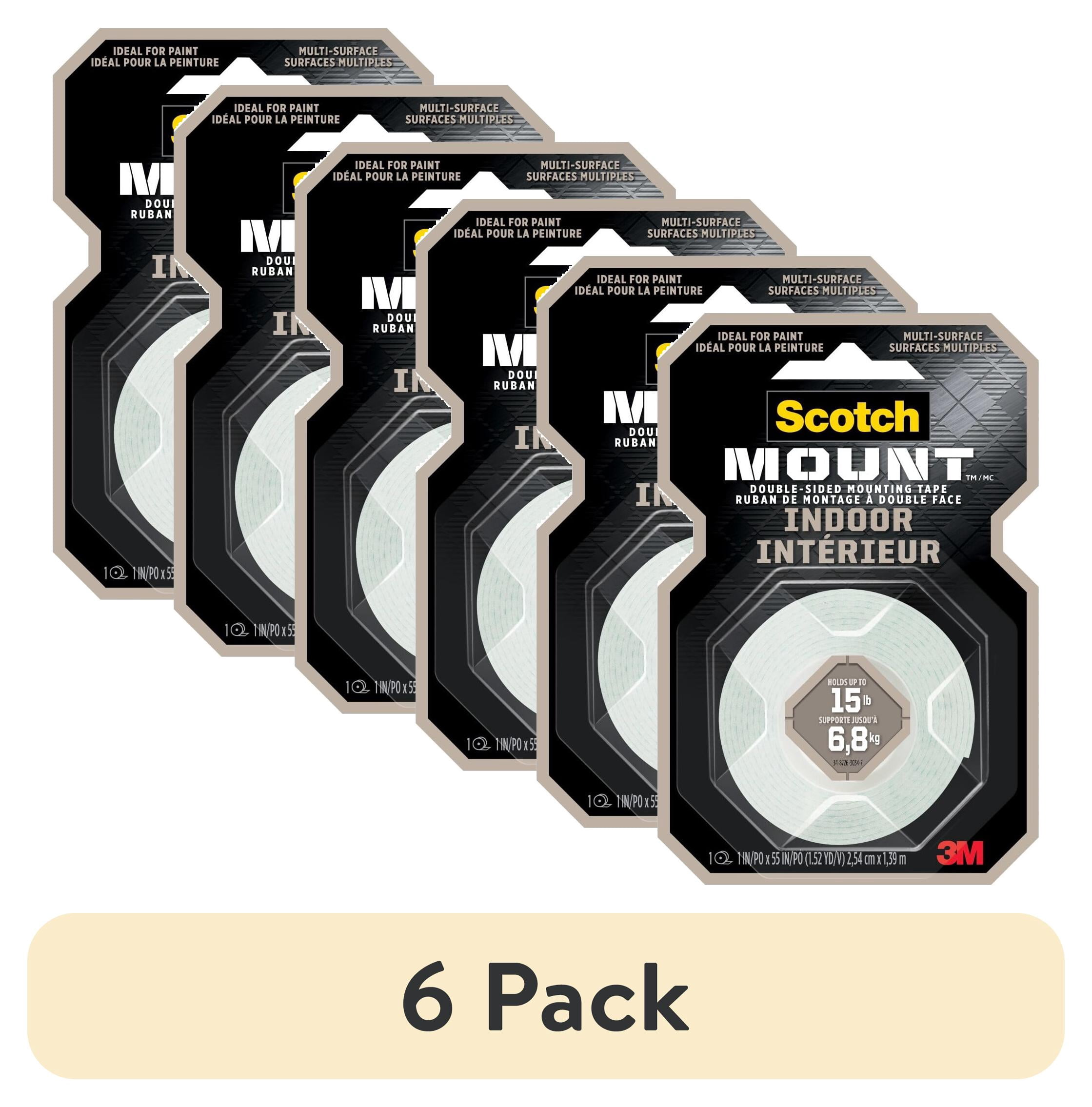 (6 pack) Scotch-Mount Indoor Double-Sided Mounting Tape, 1 in x 55 in, 1 Roll