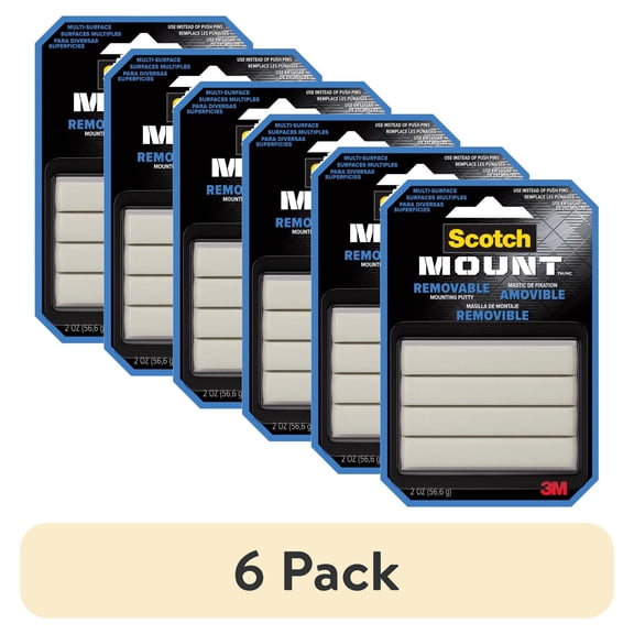 (6 pack) Scotch Mounting Putty, Removable, Holds 1 lb, Poster, Photo, Artwork 2 oz