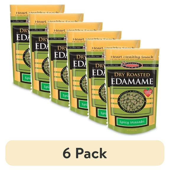 (6 pack) Seapoint Farms Dry Roasted Edamame, Wasabi, 3.5 Ounce Pouches