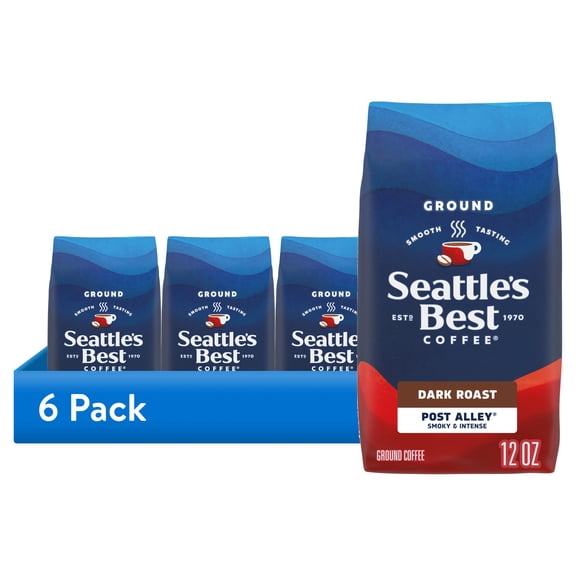 (6 pack) Seattles Best Coffee, Post Alley, Dark Roast, Ground Coffee, 100% Arabica, 12 oz