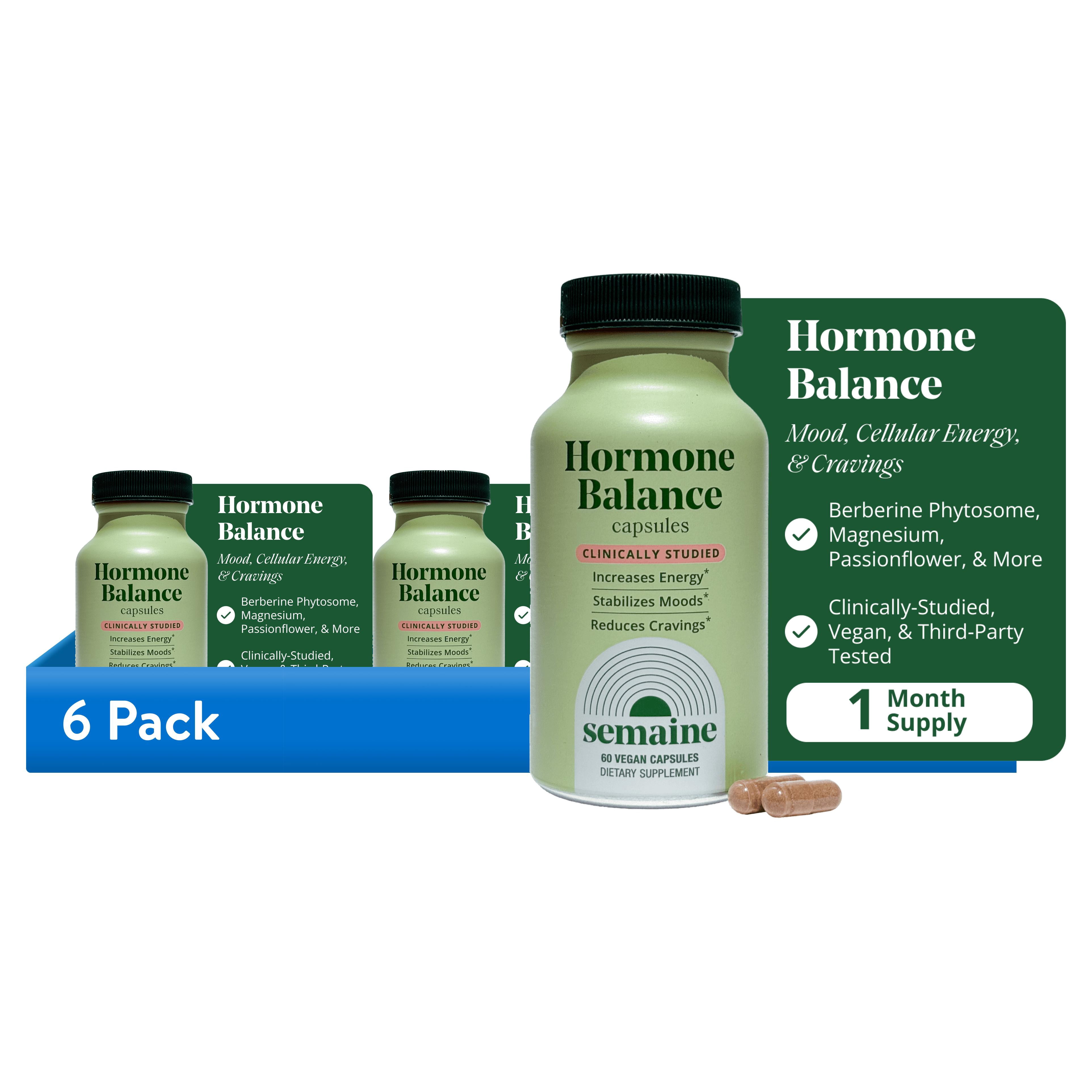 (6 pack) Semaine Hormone Balance 60 Count – Berberine Phytosome - Lessens Cravings, & Restores Mood Health