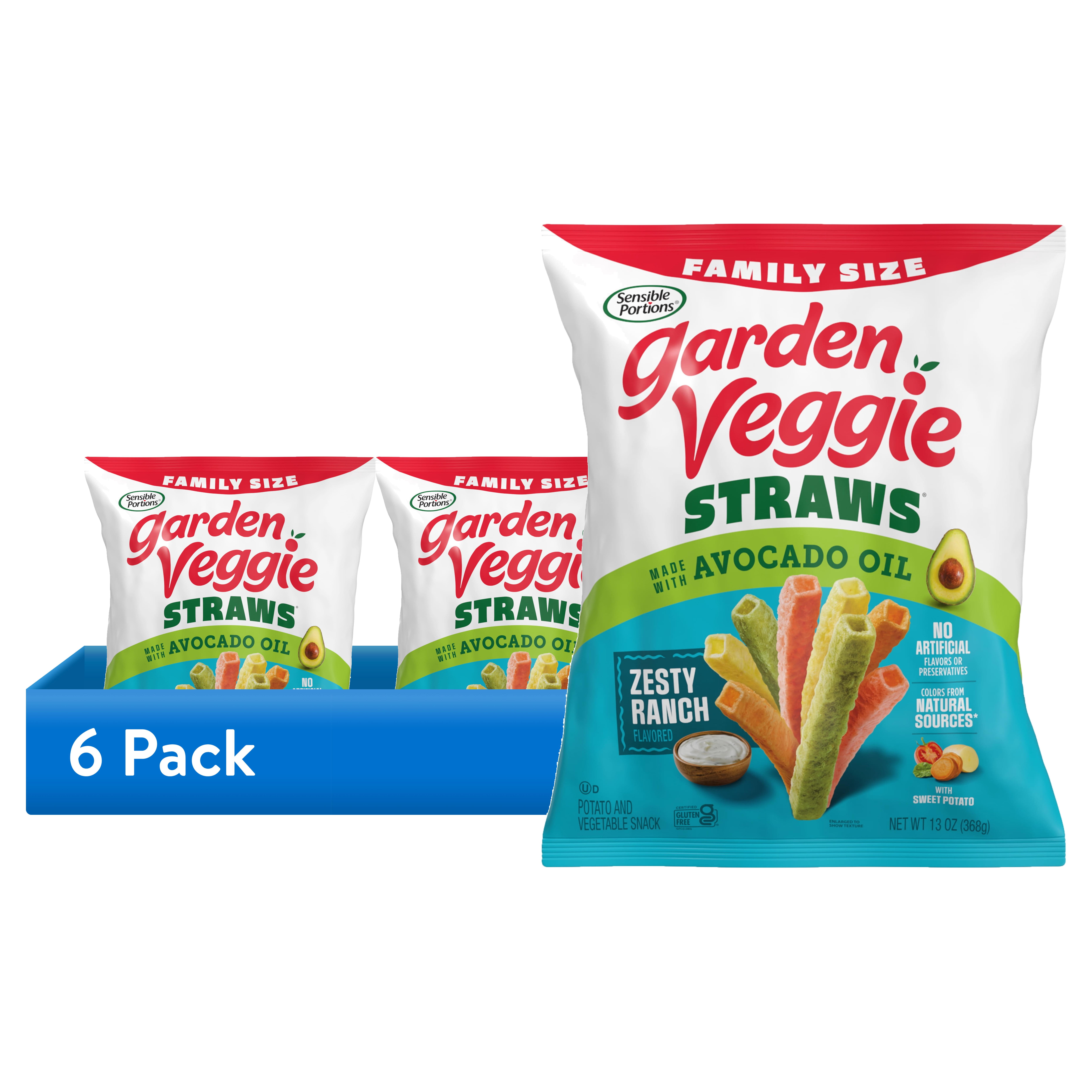 (6 pack) Sensible Portions Garden Veggie Straws Made with Avocado Oil, Zesty Ranch Flavor, 13 oz Bag
