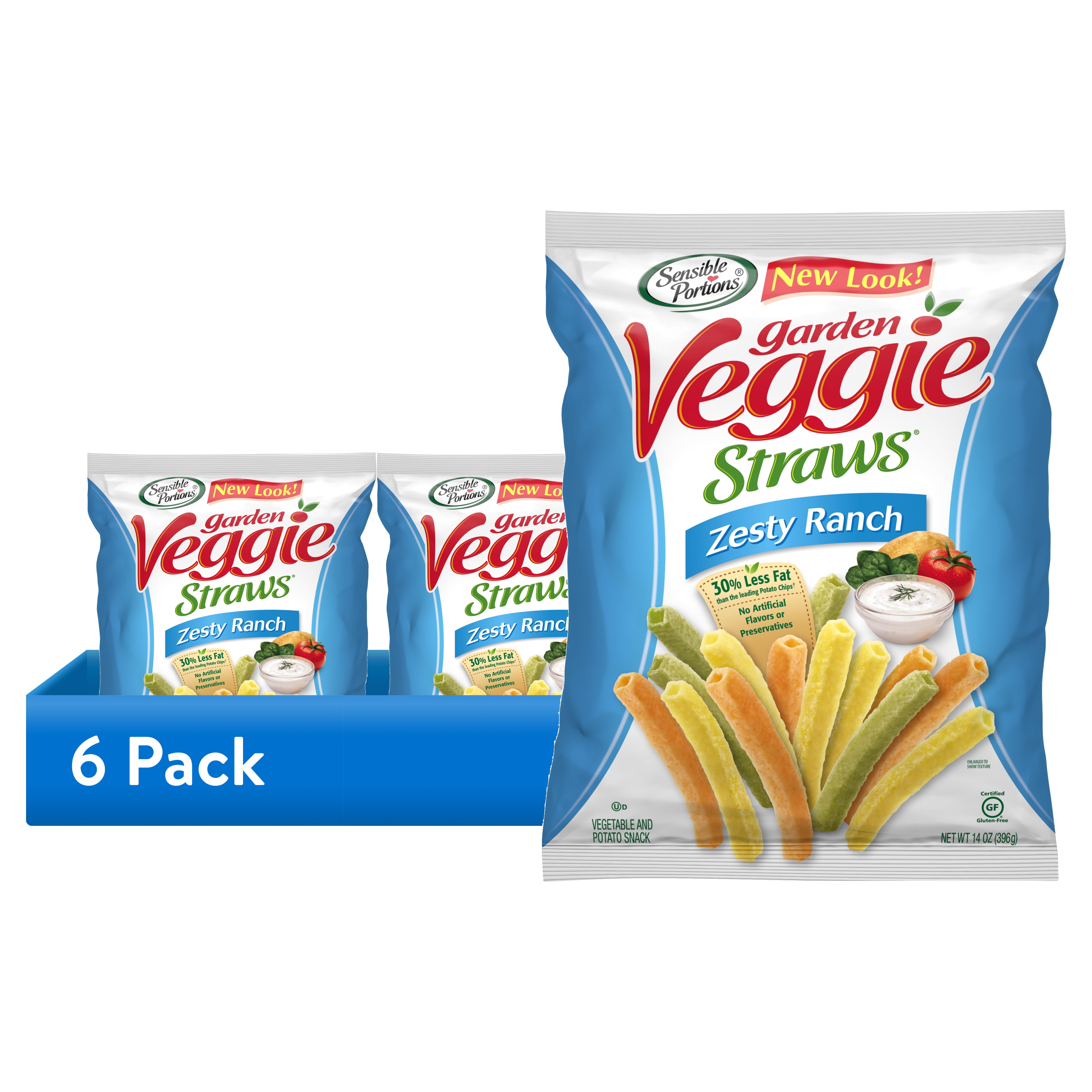 6 pack) Sensible Portions Garden Veggie Straws, Zesty Ranch, 14 oz