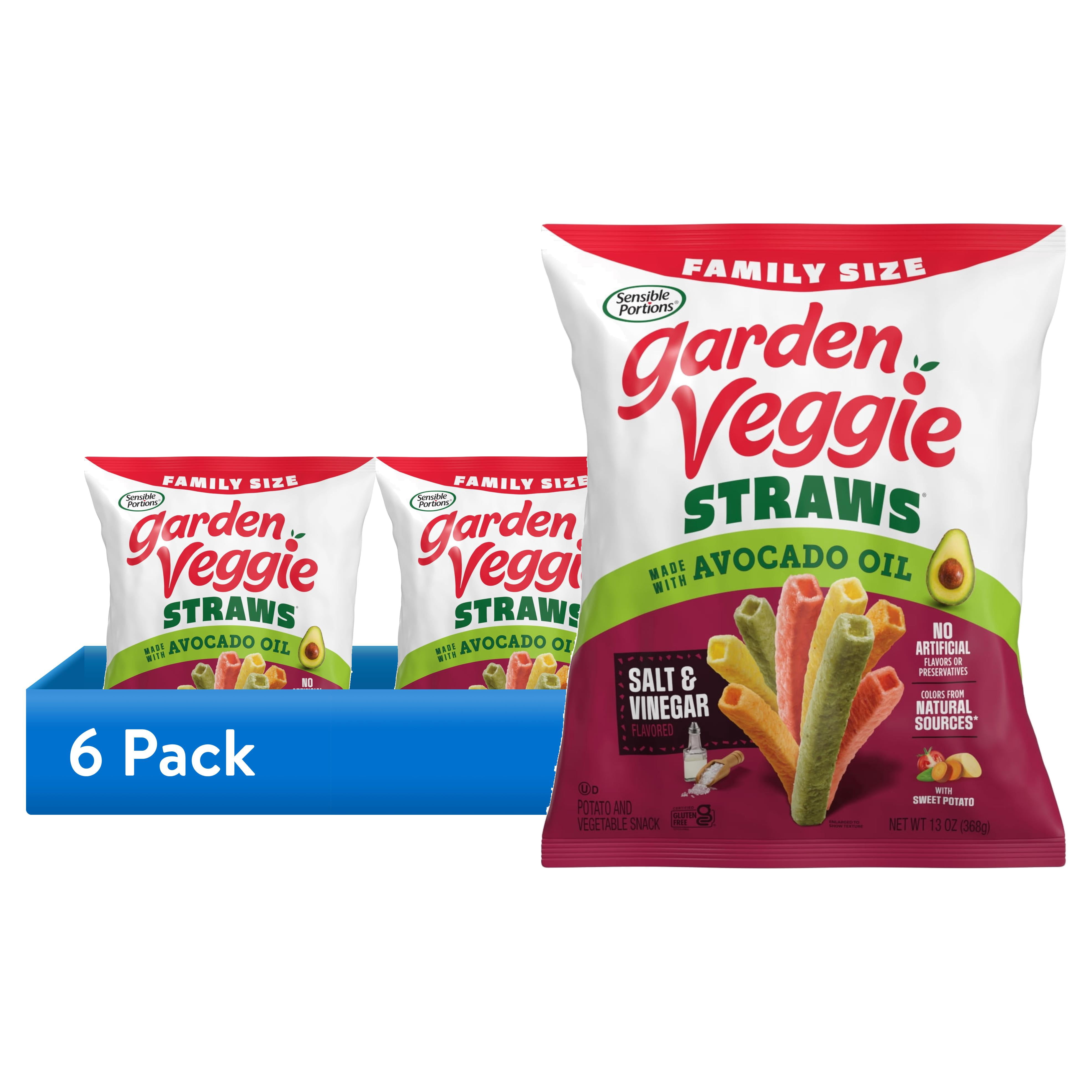 (6 pack) Sensible&nbsp;Portions&nbsp;Garden&nbsp;Veggie&nbsp;Straws Made with Avocado Oil, Salt & Vinegar Flavor, 13 oz Bag