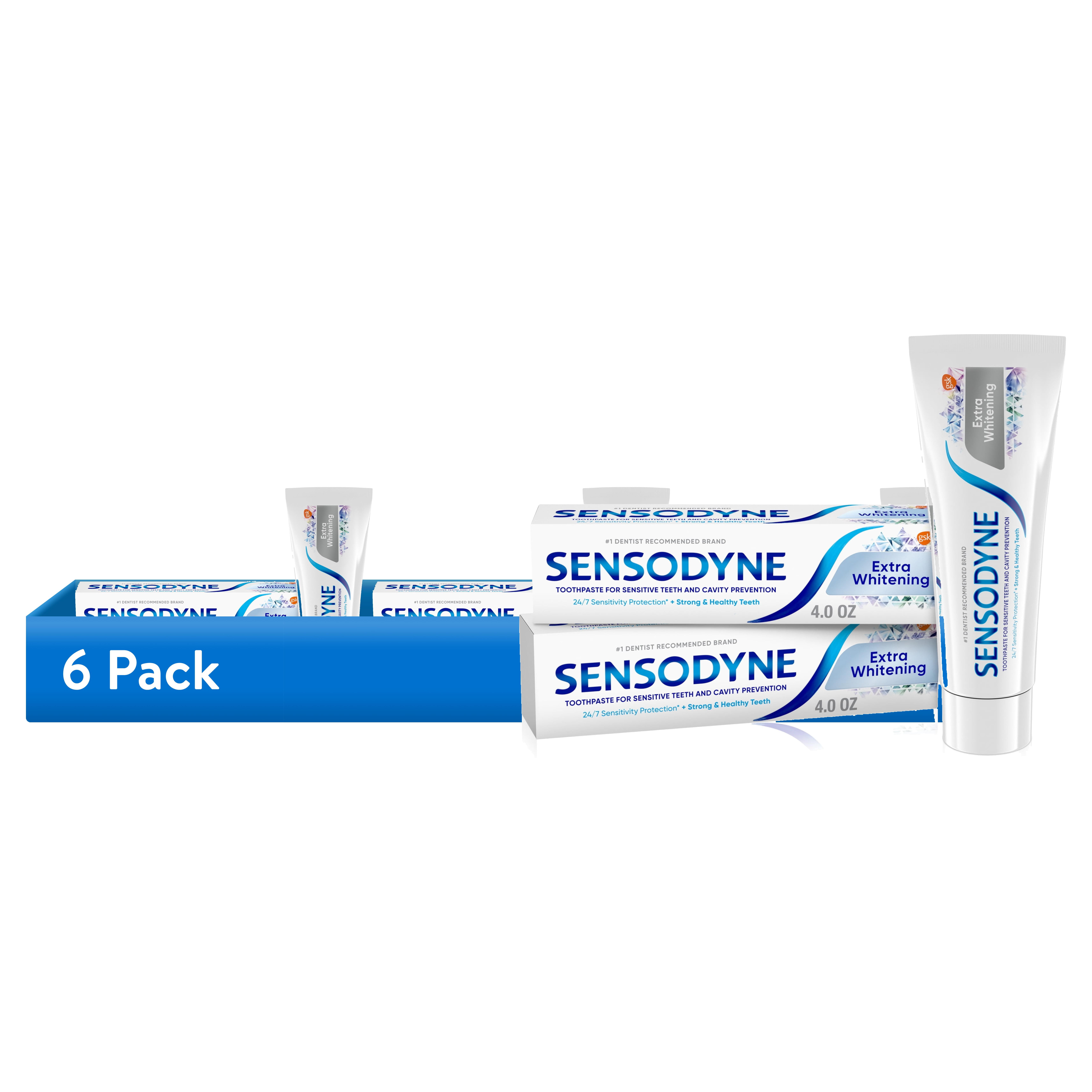 (6 pack) Sensodyne Extra Whitening Sensitive Toothpaste, Mint, 4 Oz, 2 Pack, for Adults