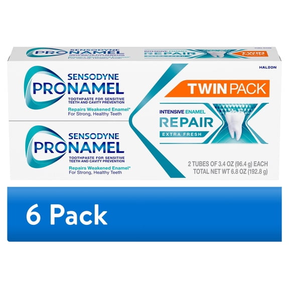 (6 pack) Sensodyne Pronamel Intensive Enamel Repair Toothpaste for Sensitive Teeth and Cavity Protection - 3.4 Oz x 2, Extra Fresh