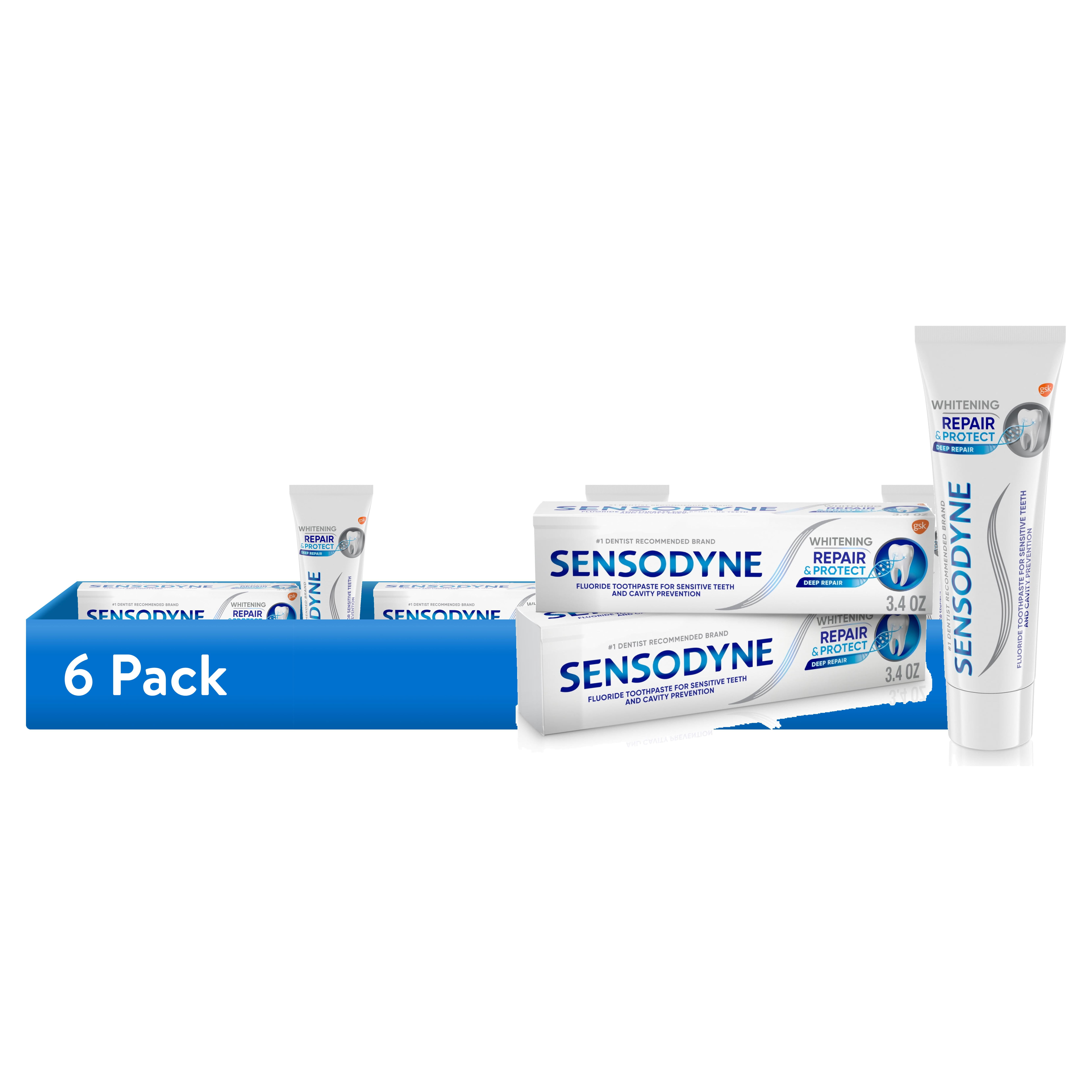 (6 pack) Sensodyne Repair and Protect Whitening Sensitive Toothpaste, Mint Flavor, 3.4 Oz, 2 Pack, for Adults