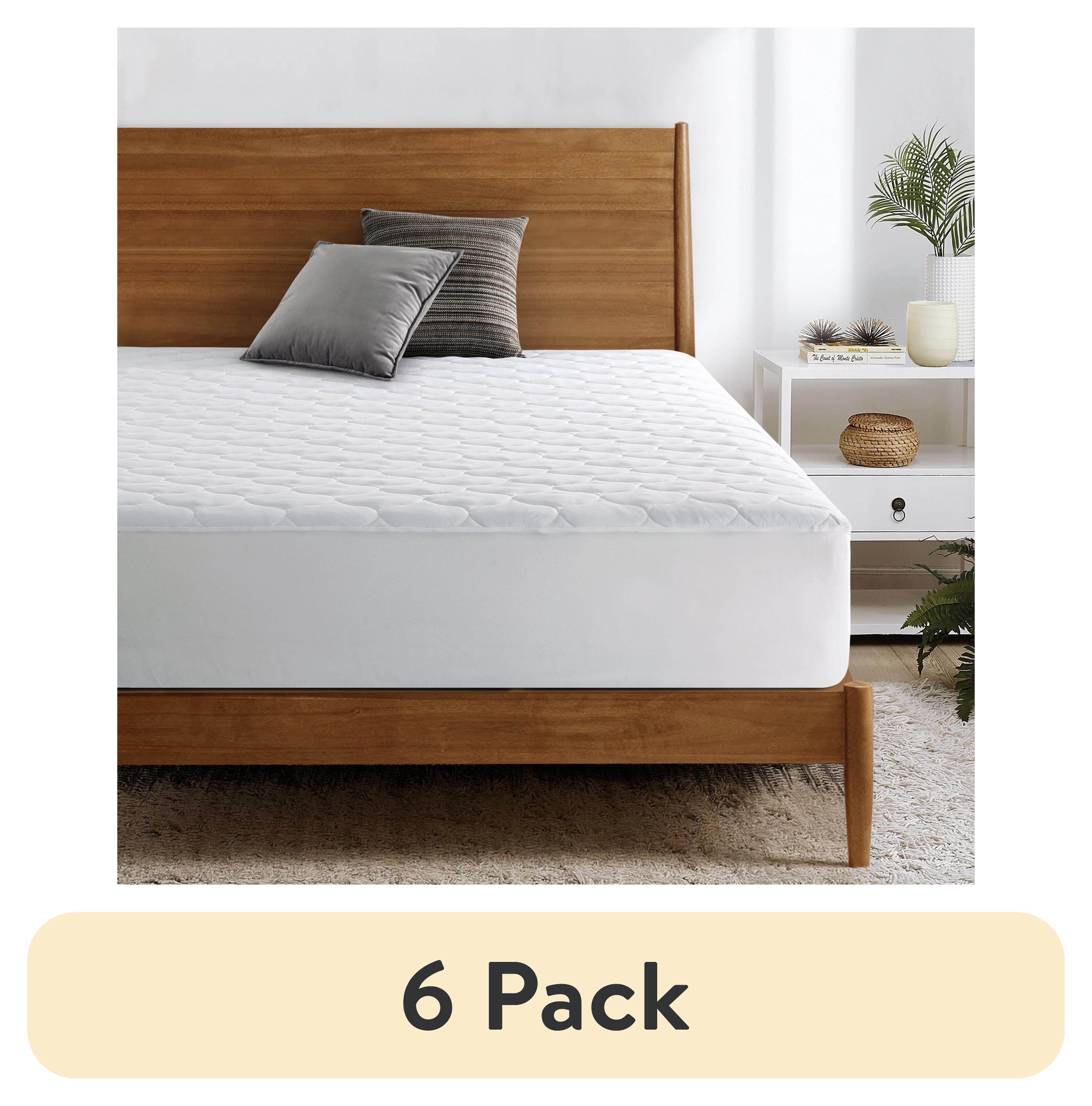 (6 pack) Sertapedic 5-in-1 Ultimate Quilted Comfort & Protection Mattress Pad, White, King
