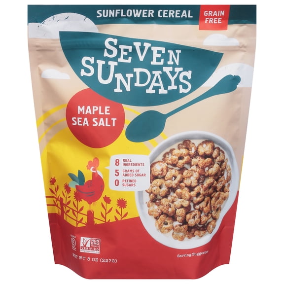 (6 pack) Seven Sundays Real Maple Sea Salt Grain Free Breakfast Cereal, Gluten Free, 8 oz, Crisp Texture