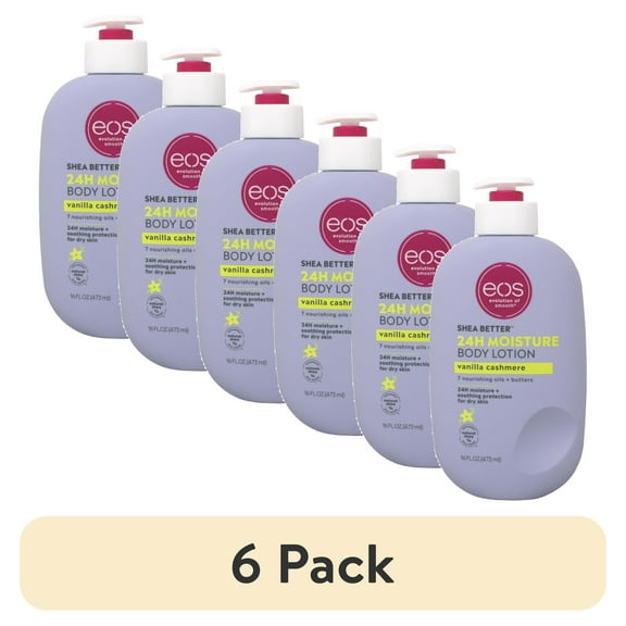 (6 pack) Shea Better Body Lotion- Vanilla Cashmere, 24-Hour Moisture Skin Care, Lightweight & Non-Greasy, Made with Natural Shea(Sky Blue,16 fl oz)