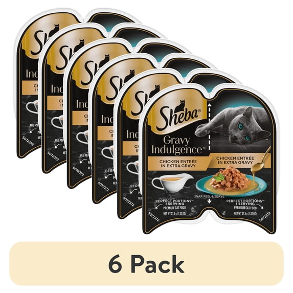(6 pack) Sheba Gravy Indulgence Chicken Entree In Extra Gravy Cat Food, 2.6 Oz Twin-Pack Tray