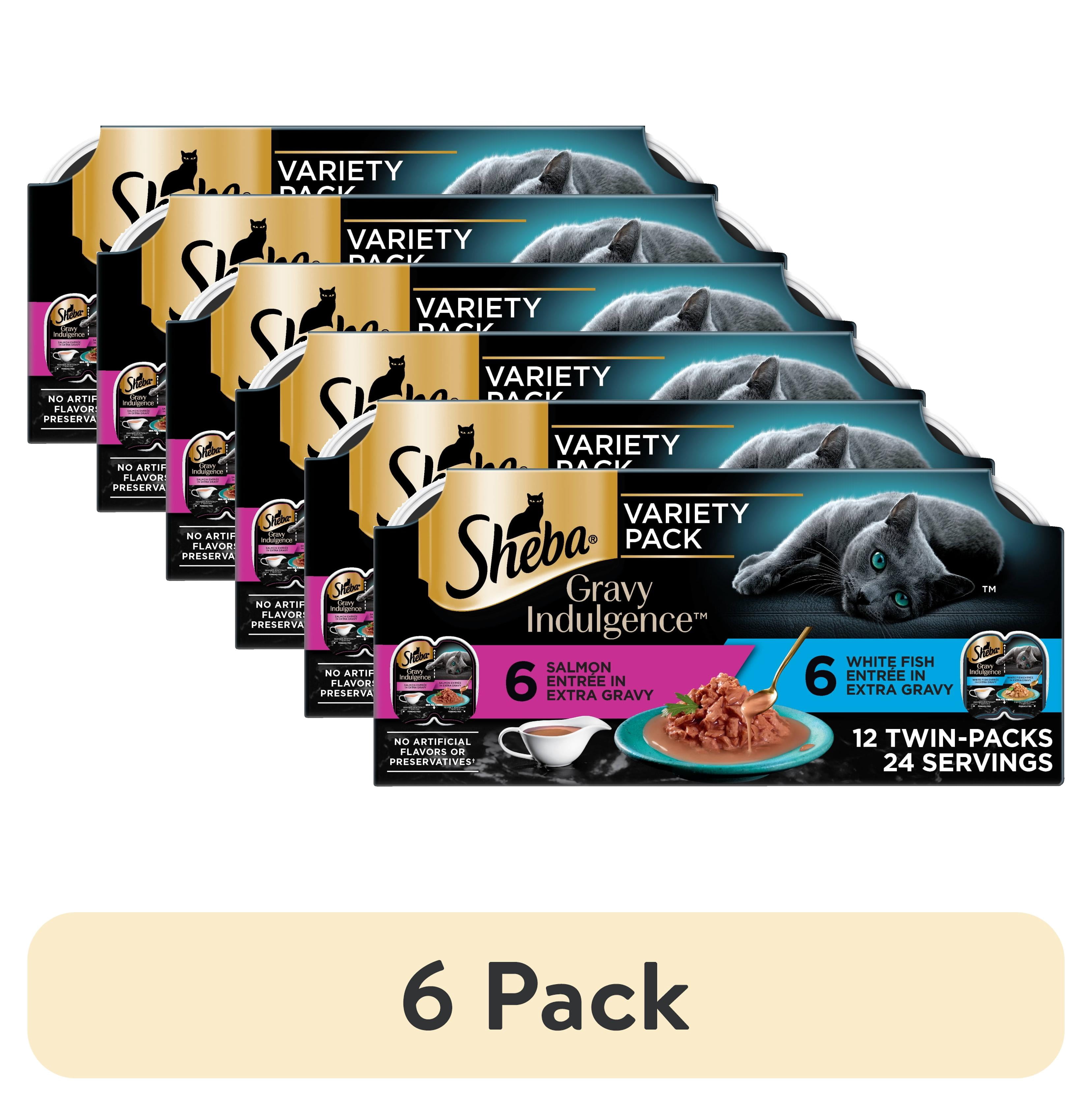 (6 pack) Sheba Gravy Indulgence Entree Extra Gravy Variety Pack Cat Food Twin-Pack Trays