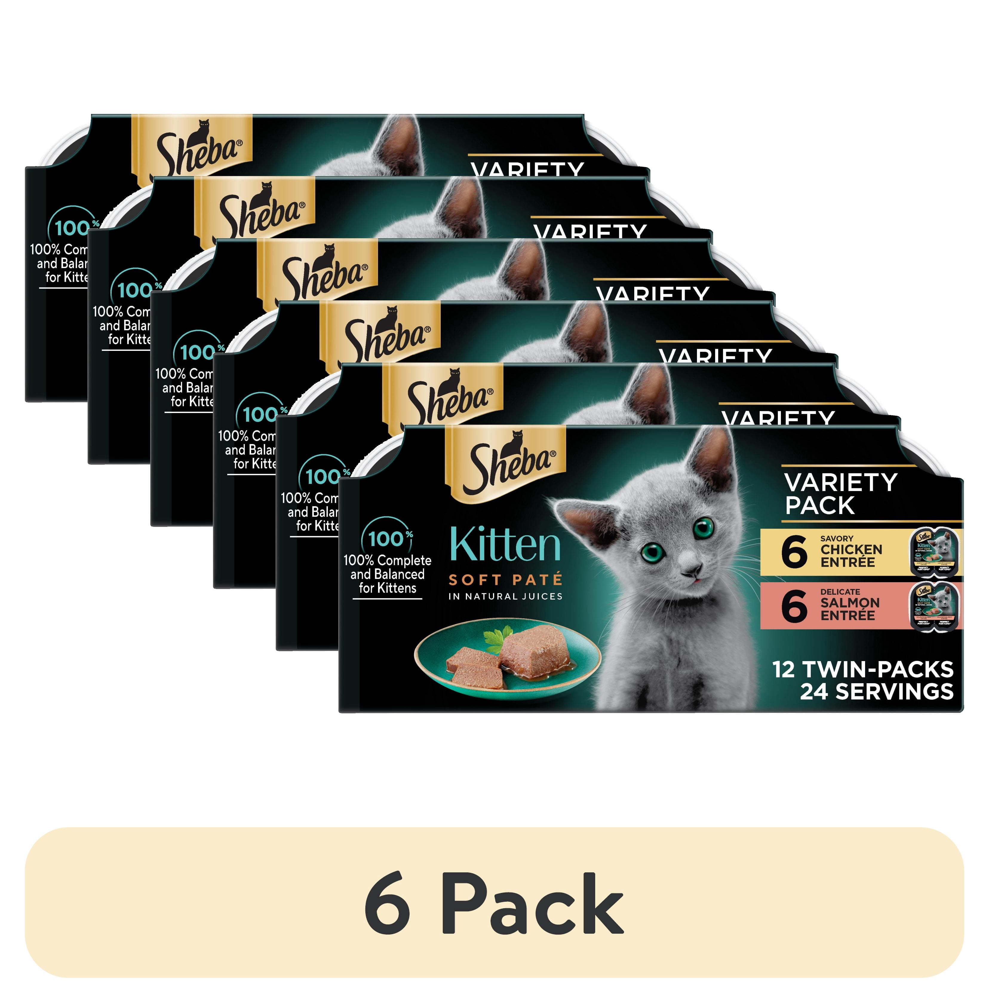 (6 pack) Sheba Perfect Portions Kitten Wet Cat Food Variety Pack, 2.6 Oz Twin-Pack Trays (12 Pack)
