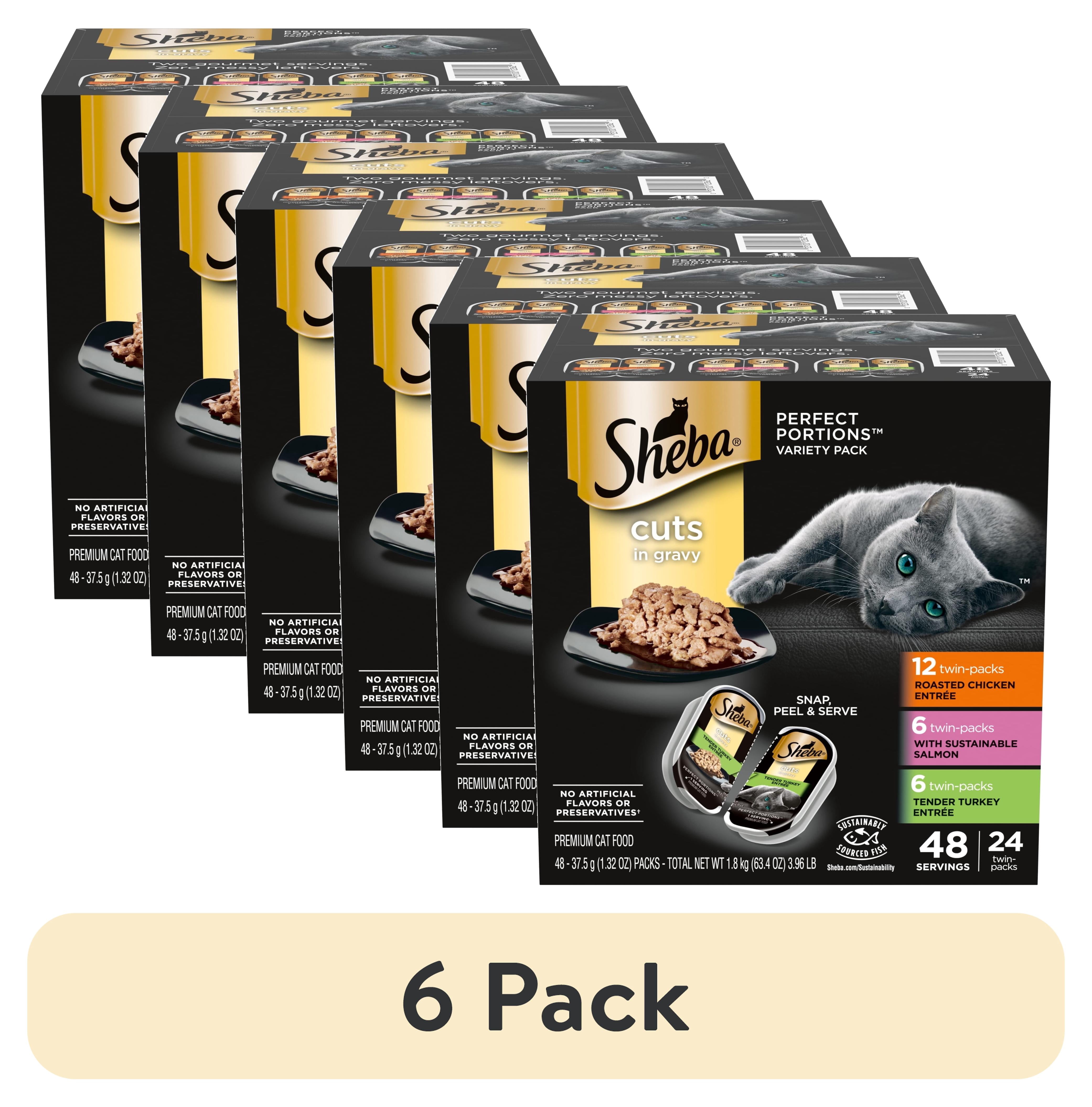(6 pack) Sheba Perfect Portions Variety Pack Cuts In Gravy Cat Food, 2.6 Oz Twin-Pack Trays (24 Count)