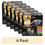 6 pack Sheba Perfect Portions Variety Pack Cuts In Gravy Cat Food, 2.6 Oz Twin-Pack Trays 24 Count