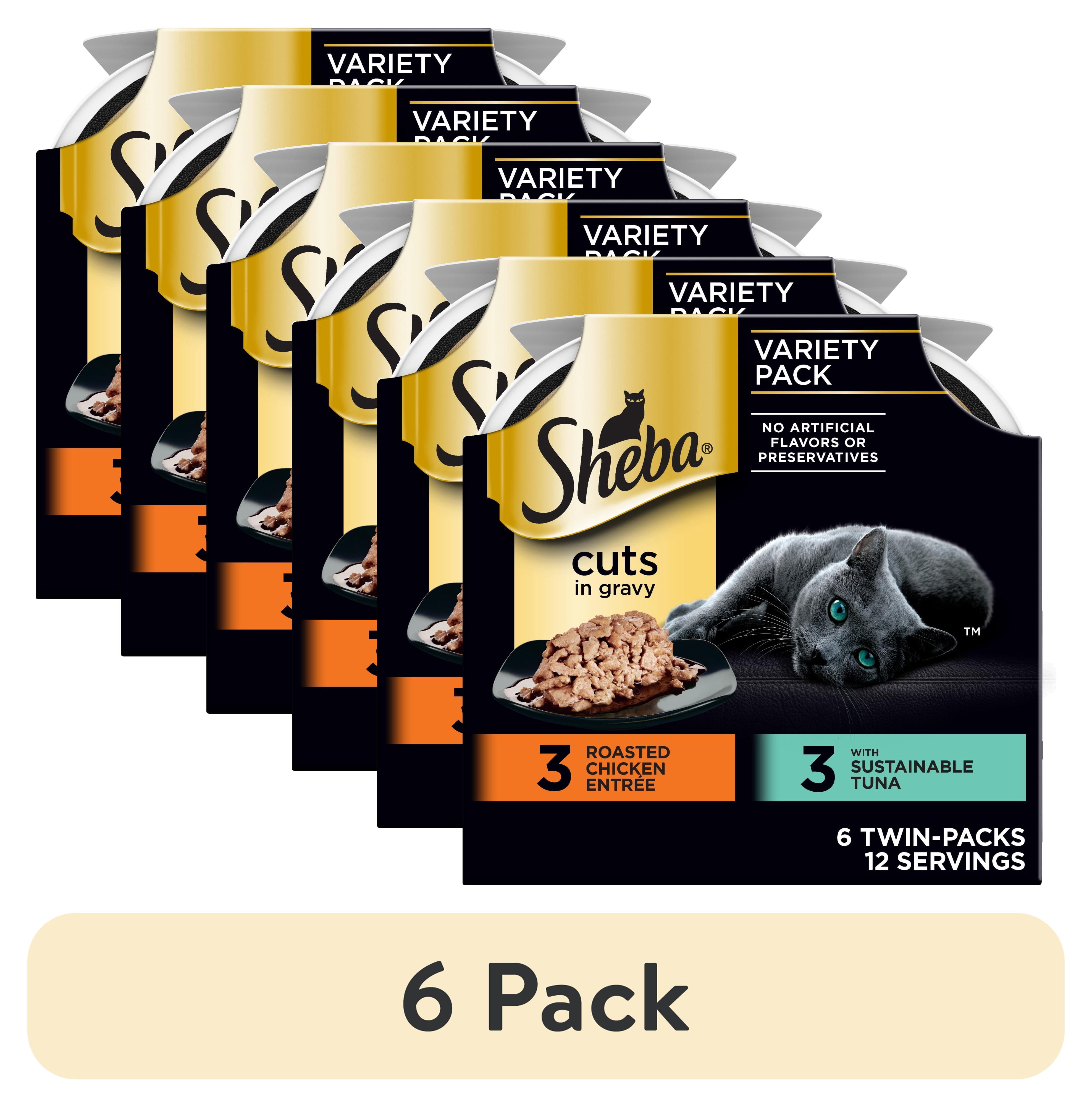(6 pack) Sheba Perfect Portions Variety Pack Cuts in Gravy Cat Food, 2.6 oz Twin-Pack Trays (6 Count)