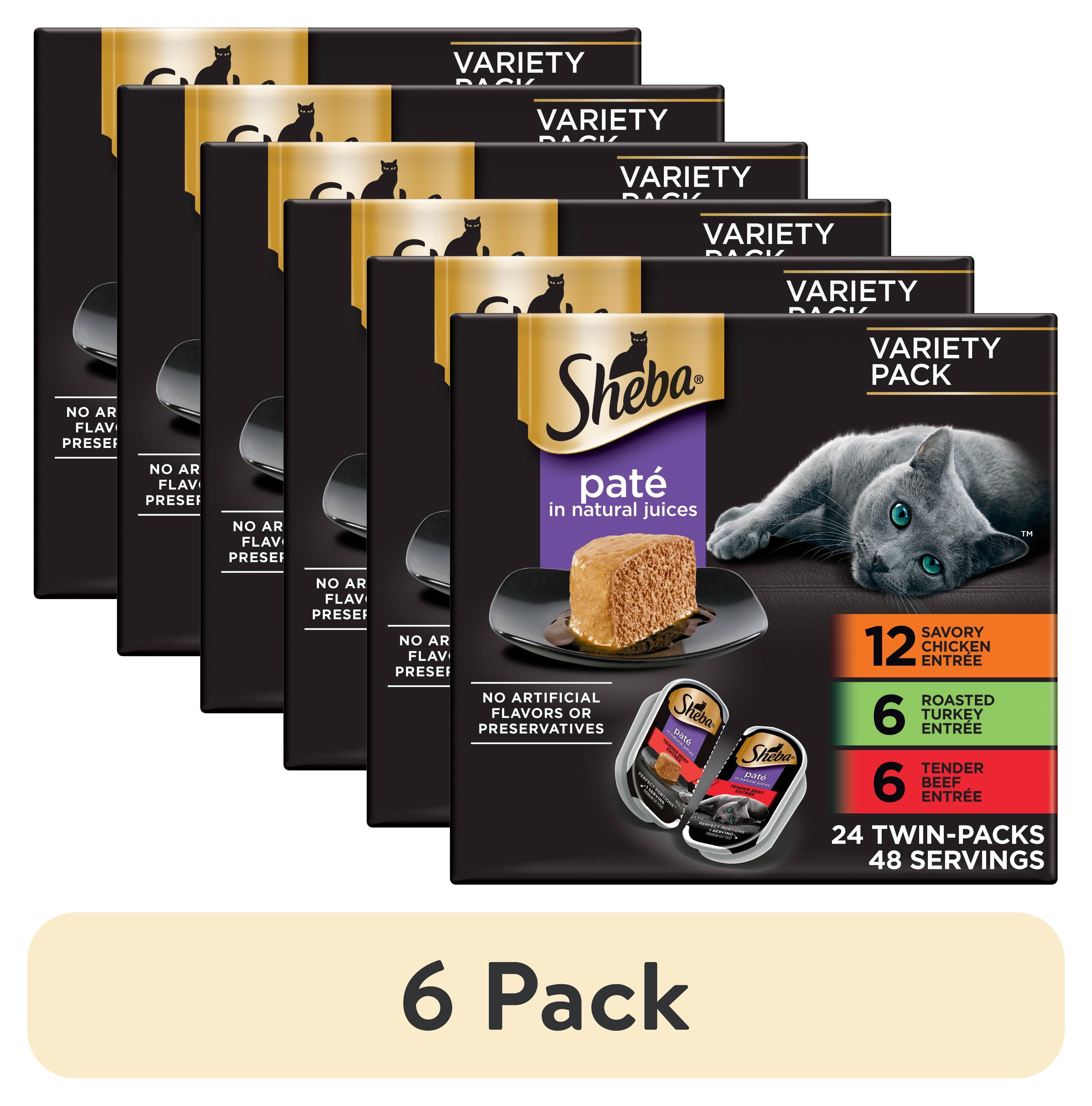 (6 pack) Sheba Perfect Portions Variety Pack Wet Cat Food Pate, 2.6 Oz Twin-Pack Trays, 24 Count