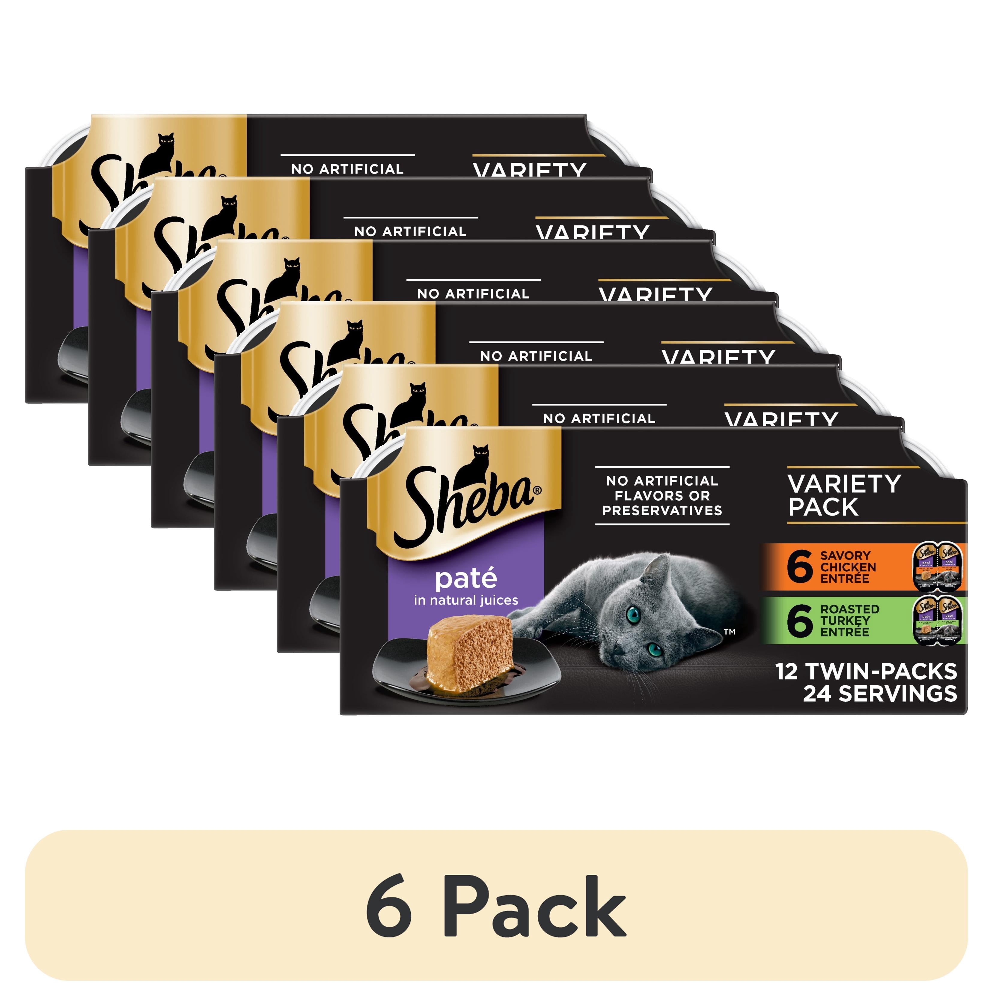 (6 pack) Sheba Perfect Portions Variety Pack Wet Cat Food Pate, 2.6 oz Twin-Pack Trays, 12 Count