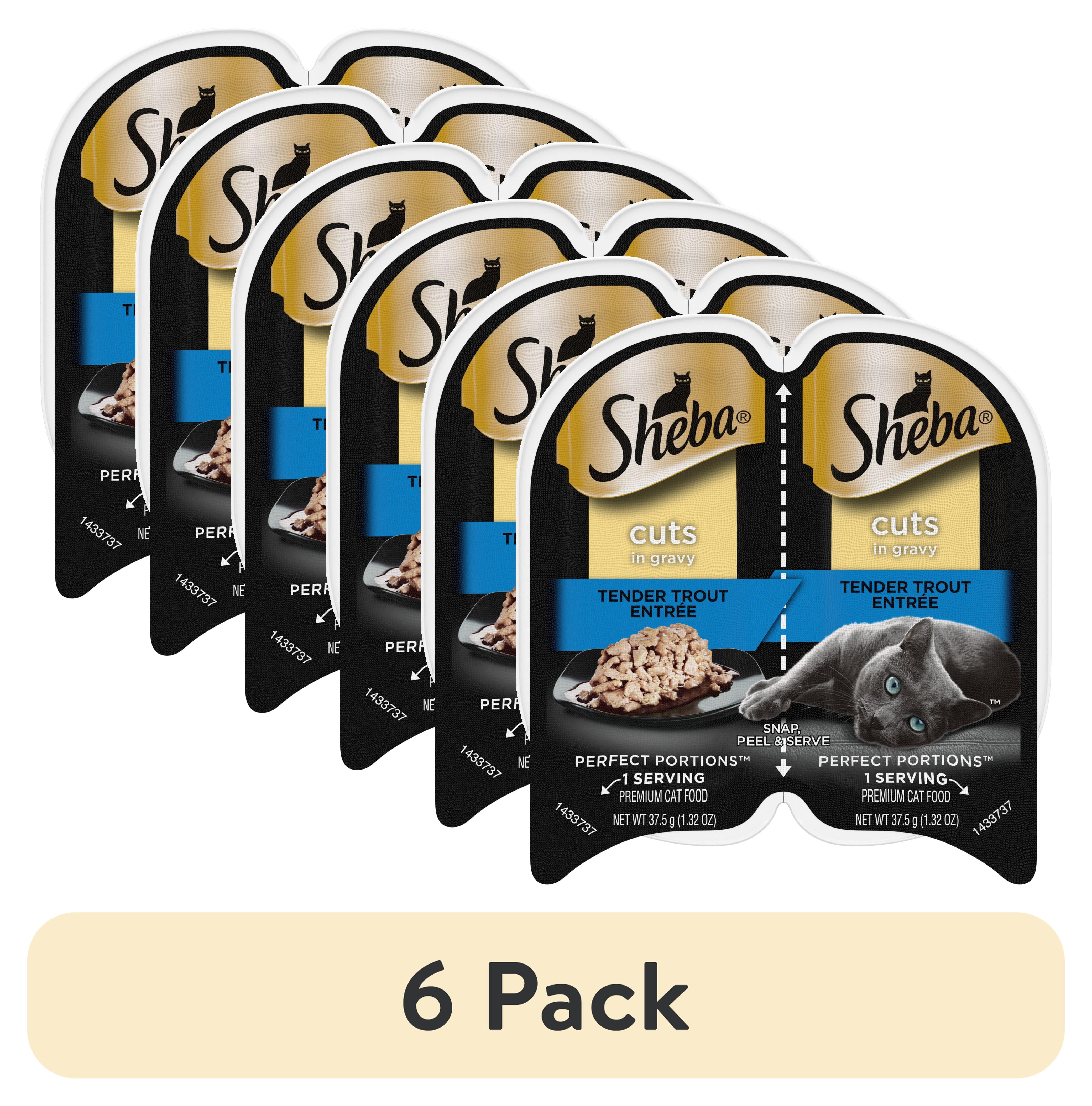 (6 pack) Sheba Perfect Portions Wet Cat Food Cuts in Gravy Tender Trout Entree Twin-Pack, 2.6 oz