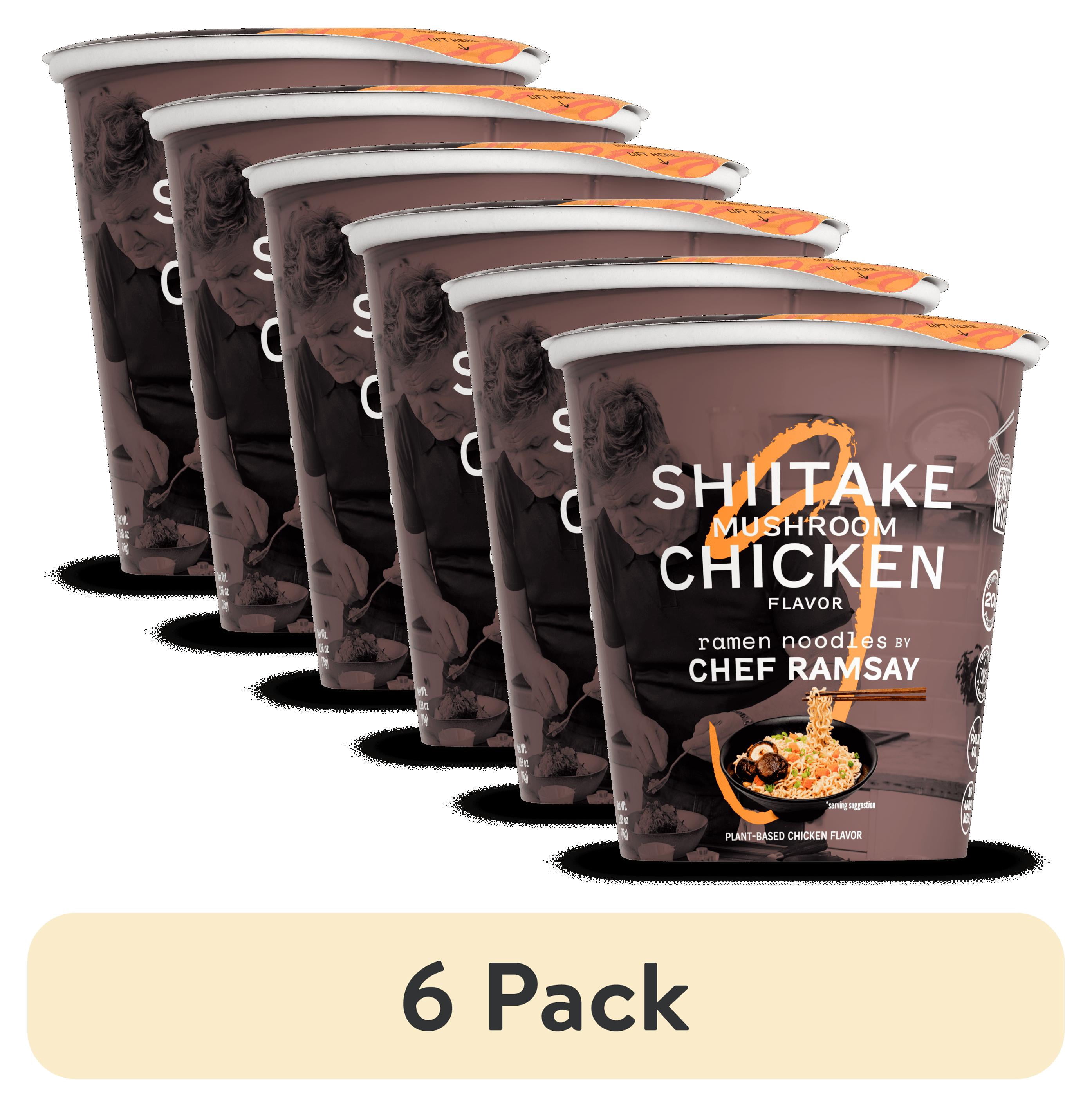 (6 pack) Shiitake Mushroom Chicken Ramen Noodles by Chef Ramsay, Chef Woo High Protein Ramen Cups