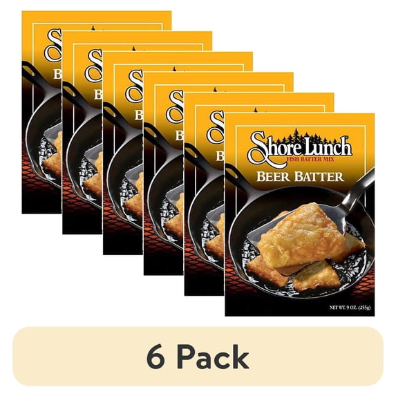 (6 pack) Shore Lunch Beer Batter Batter Mix, 9 oz, for Crispy Fried Fish, Chicken, and Vegetables