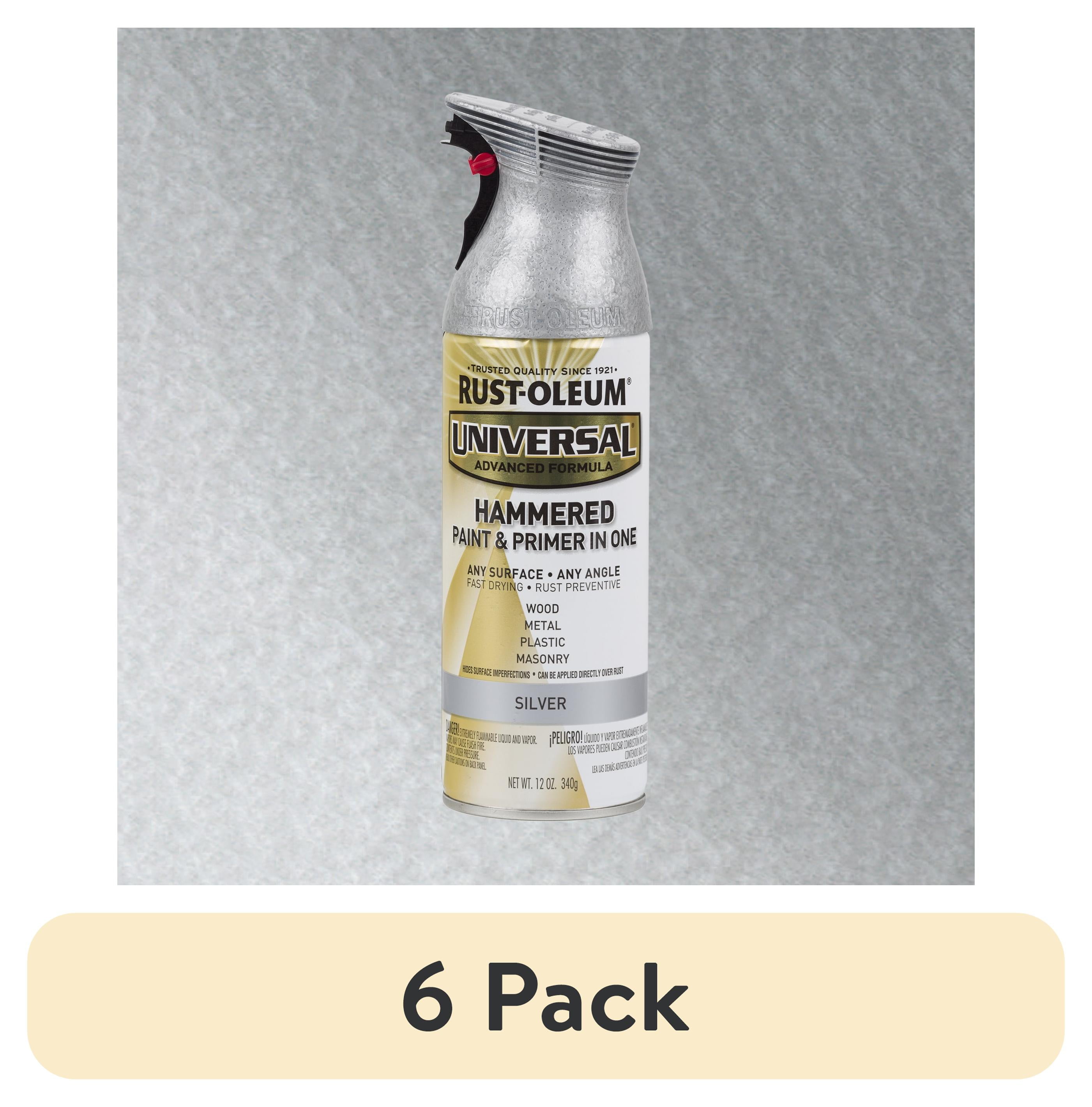 (6 pack) Silver, Rust-Oleum Universal Hammered Paint & Primer Spray Paint Spray Paint-245219, 12 oz