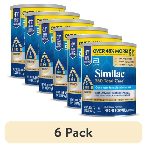 (6 pack) Similac 360 Total Care Infant Formula Powder, 30.8 oz Value Can