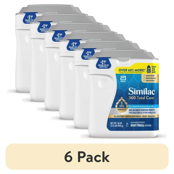 (6 pack) Similac 360 Total Care Baby Formula Powder, 34-oz Tub