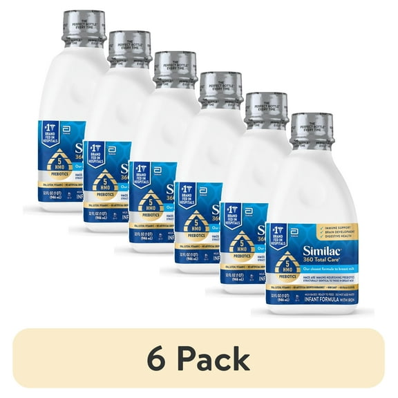 (6 pack) Similac 360 Total Care Ready-to-Feed Baby Formula, 32-fl-oz Bottle