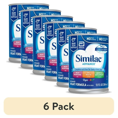 (6 pack) Similac Advance Concentrated Liquid Baby Formula With Iron, Has DHA & Lutein, 13-fl-oz Can