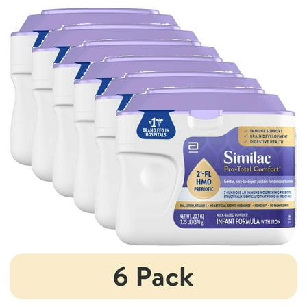 (6 pack) Similac Pro-Total Comfort Powder Baby Formula, 20.1-oz Tub