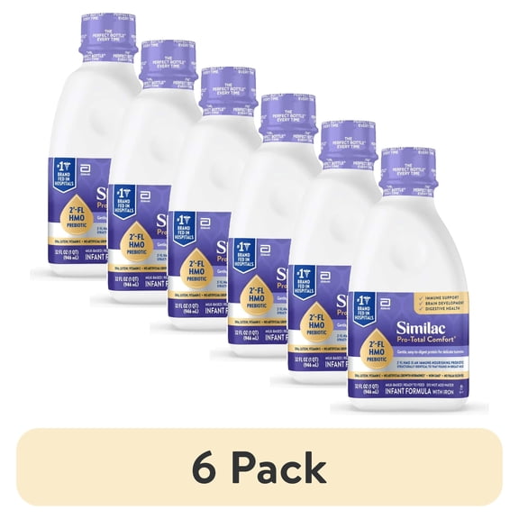 (6 pack) Similac Pro-Total Comfort Ready-to-Feed Baby Formula, 32-fl-oz Bottle