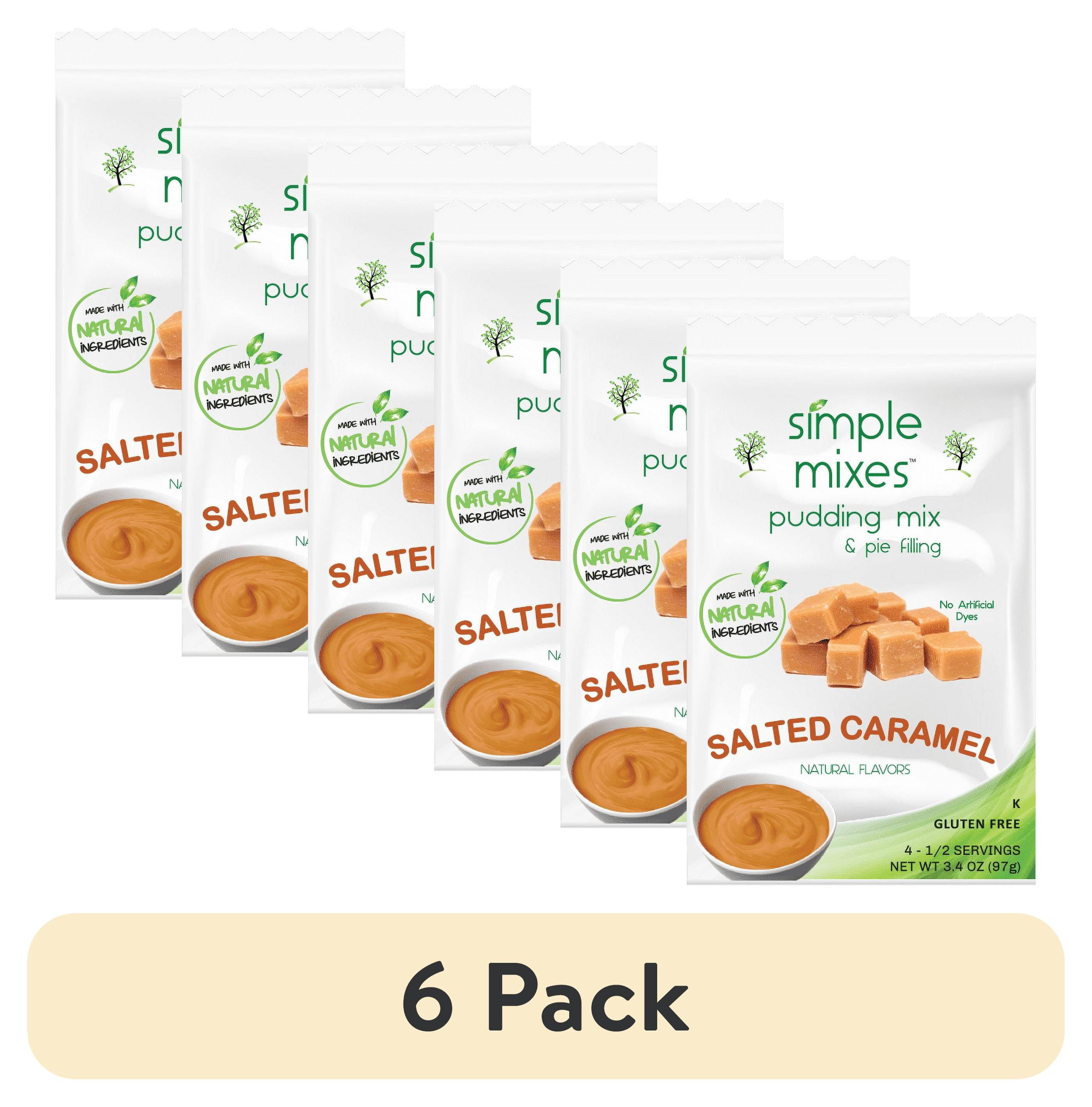 (6 pack) Simple Mixes Natural Salted Caramel Instant Pudding Mix & Pie Filling ,  3.4oz Pouch, 4 servings