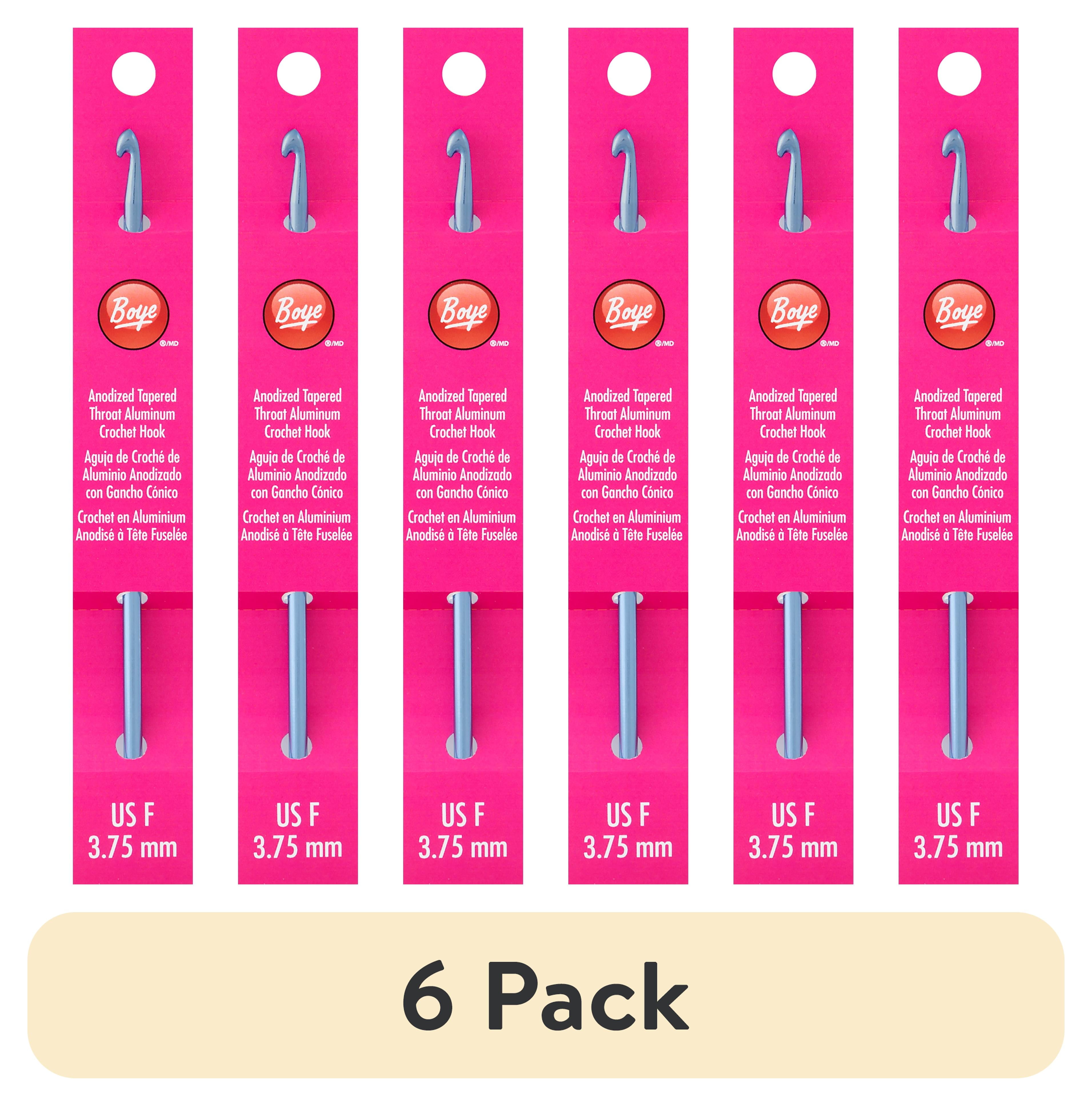 (6 pack) Simplicity Boye Tapered Throat Anodized Aluminum Crochet Hook, US Size F, Blue