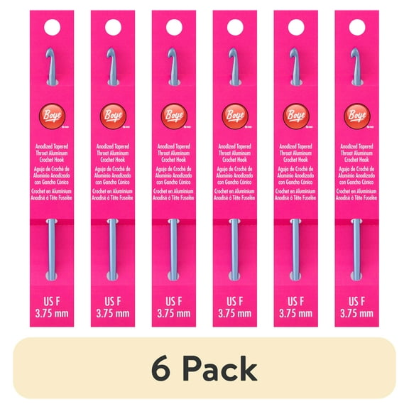 (6 pack) Simplicity Boye Tapered Throat Anodized Aluminum Crochet Hook, US Size F, Blue