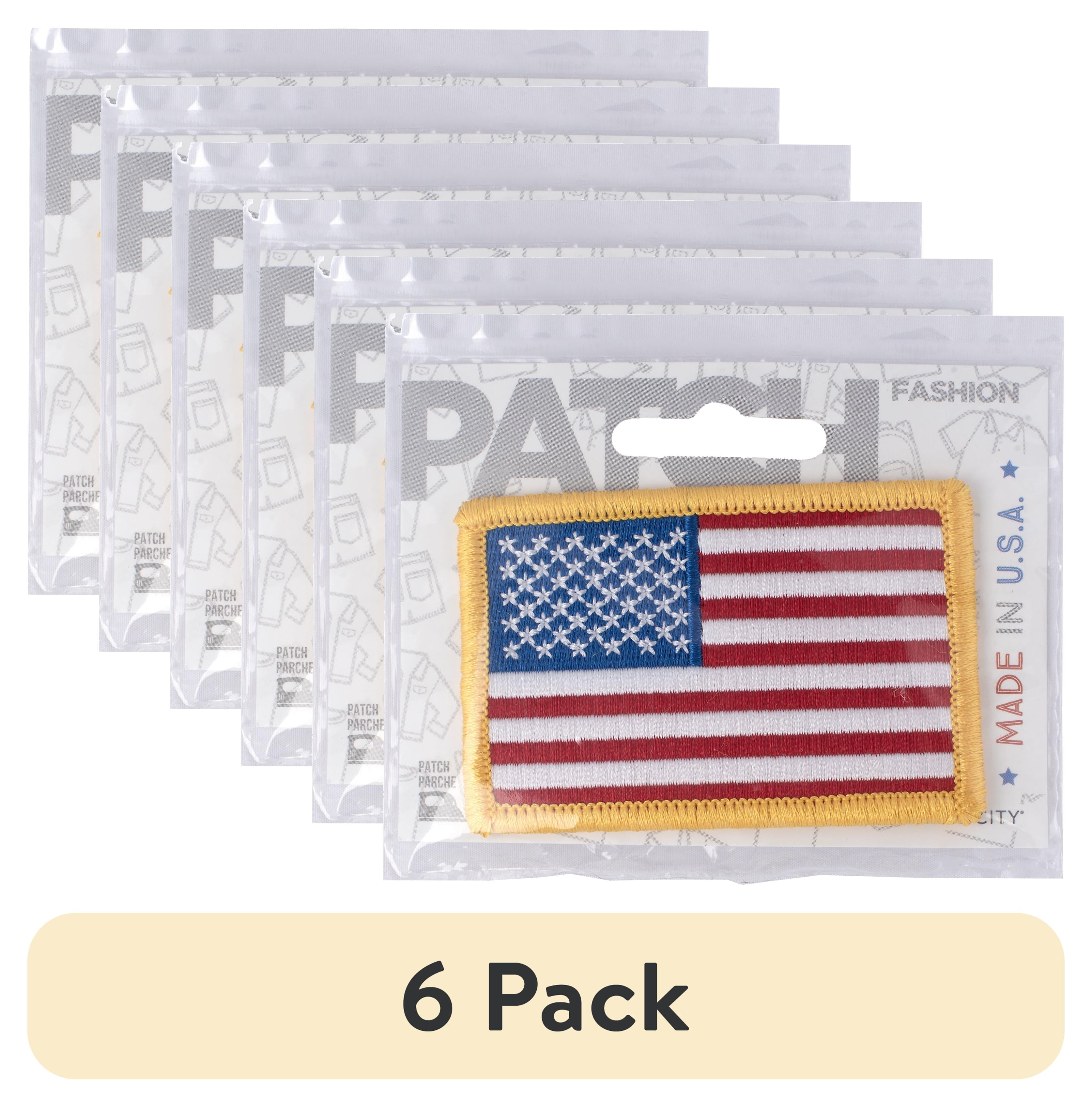 (6 pack) Simplicity Flag Iron-on Applique, Red, White and Blue Fashion Patch
