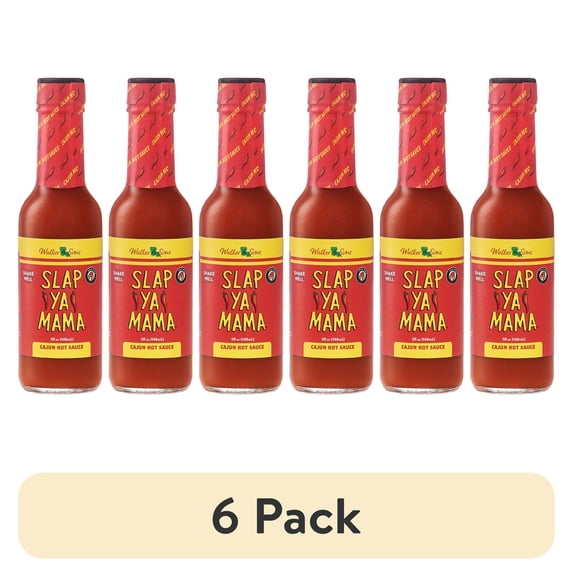 (6 pack) Slap Ya Mama Cajun Hot Sauce, 5 fl oz Glass Bottle – Louisiana-Style Pepper Sauce for Everyday Meals