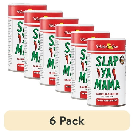 (6 pack) Slap Ya Mama White Pepper Blend Cajun Seasoning by Walker & Sons, 8 oz Canister – All-Purpose Cajun Flavor for Everyday Cooking