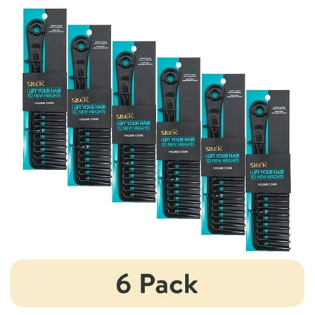 (6 pack) Sleek Volume Comb, Black