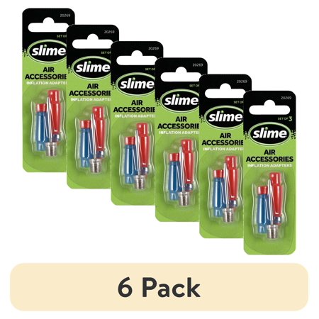 (6 pack) Slime Air Accessories for Inflators and Pumps - 20269 for Bicycles and so Much More