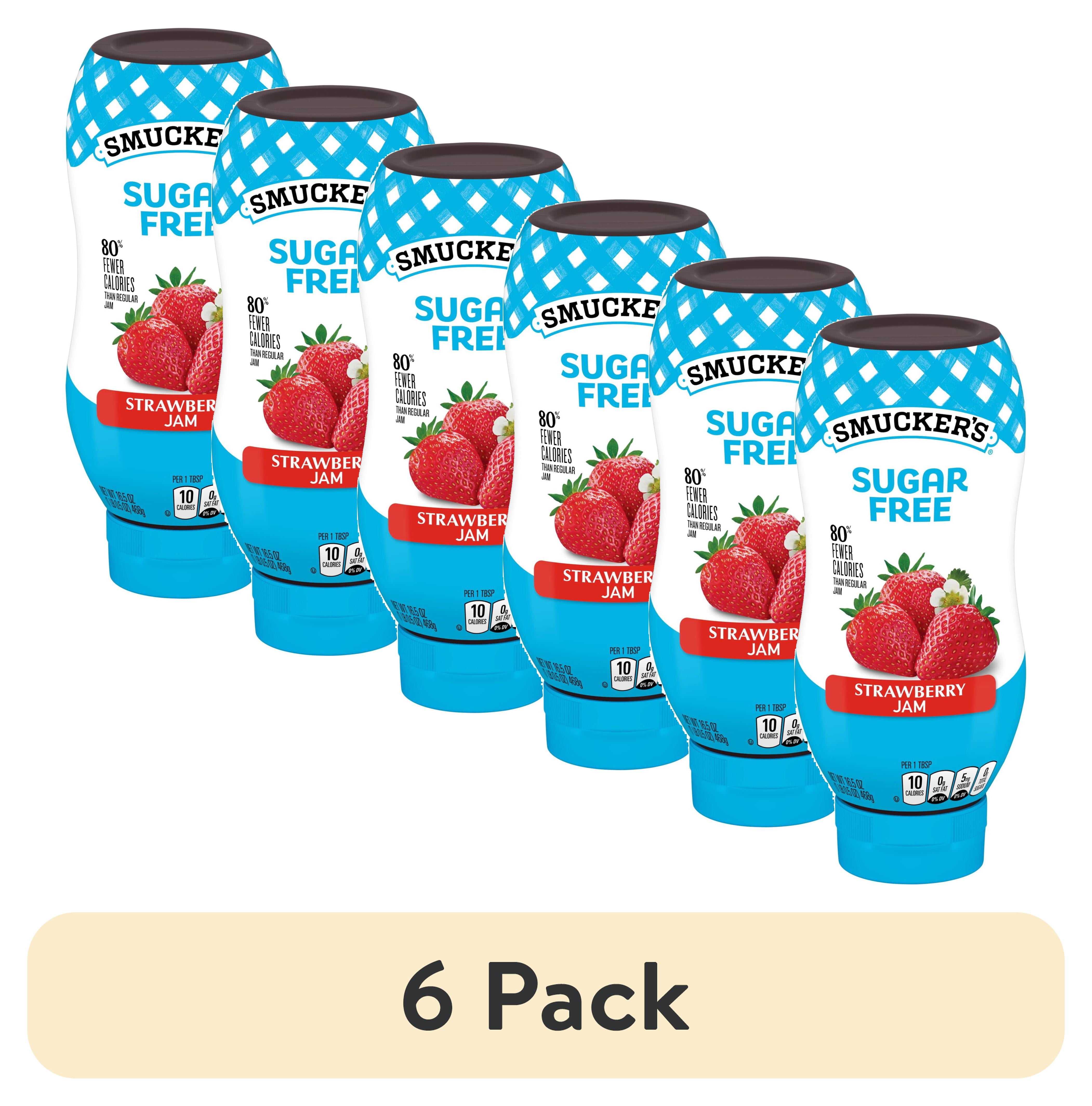 (6 pack) Smucker's Squeeze Sugar Free Seedless Strawberry Jam, 16.5 oz Squeezable Bottle