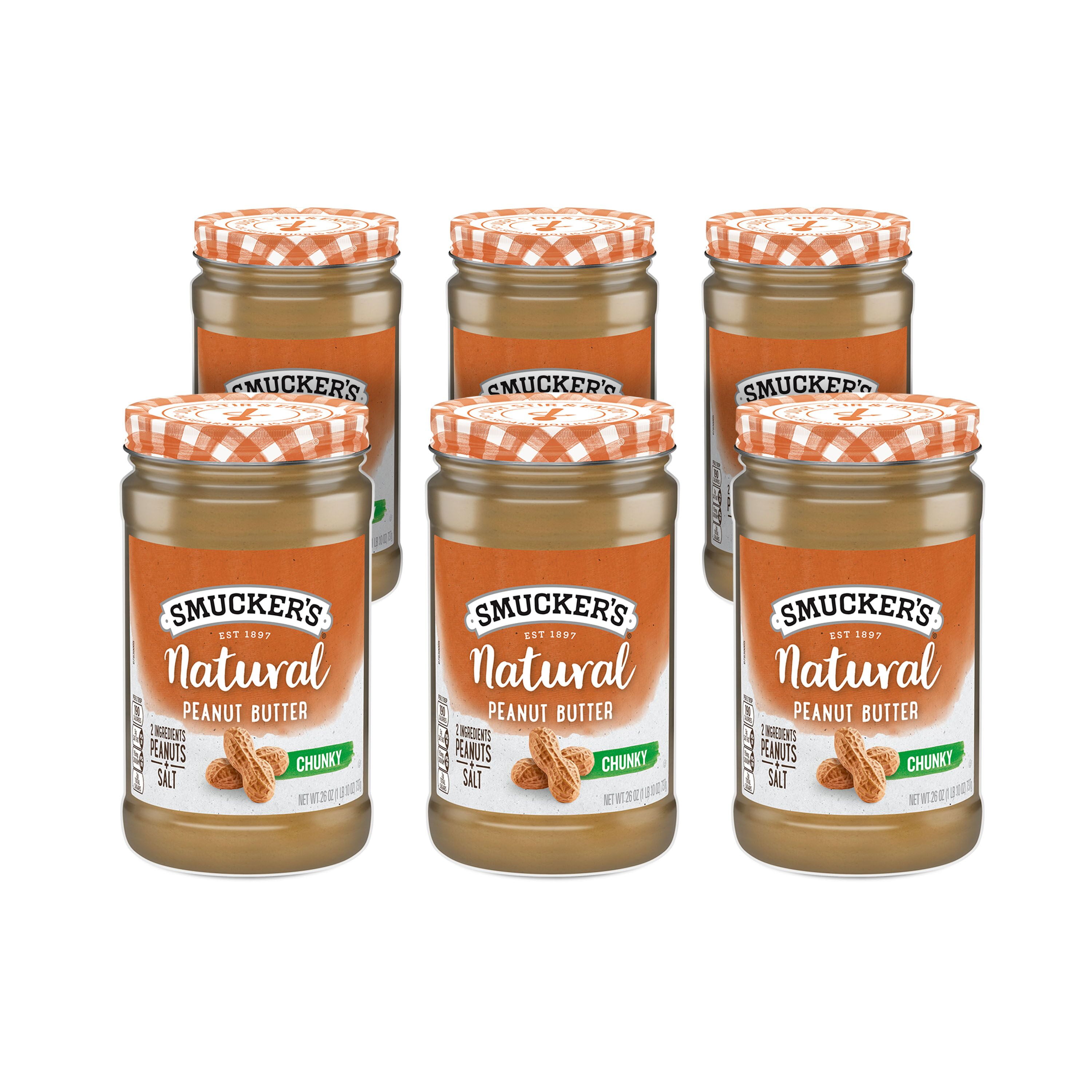 (6 pack) Smucker’s Natural Chunky Peanut Butter, 26 oz Jar