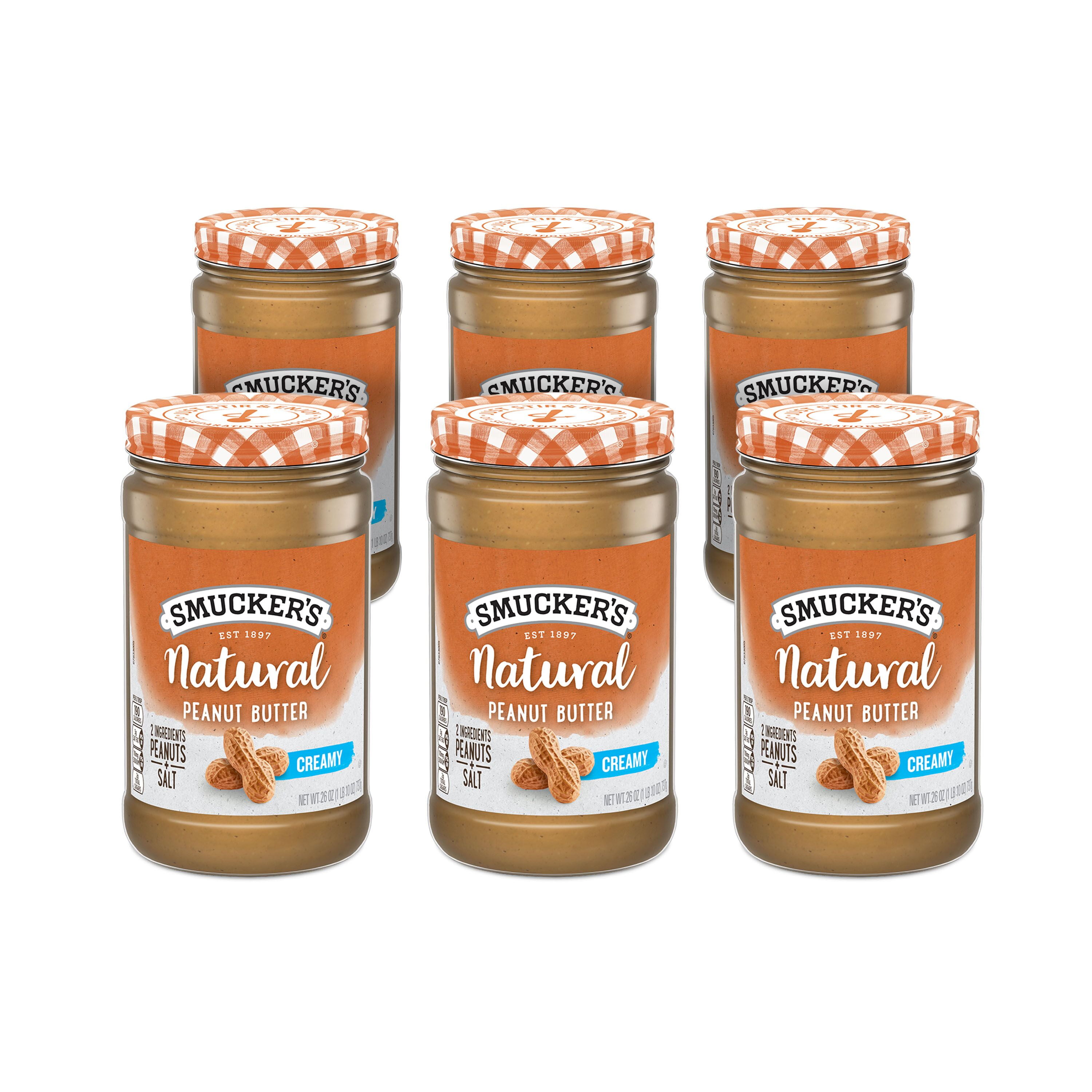(6 pack) Smucker’s Natural Creamy Peanut Butter, 26 oz Jar